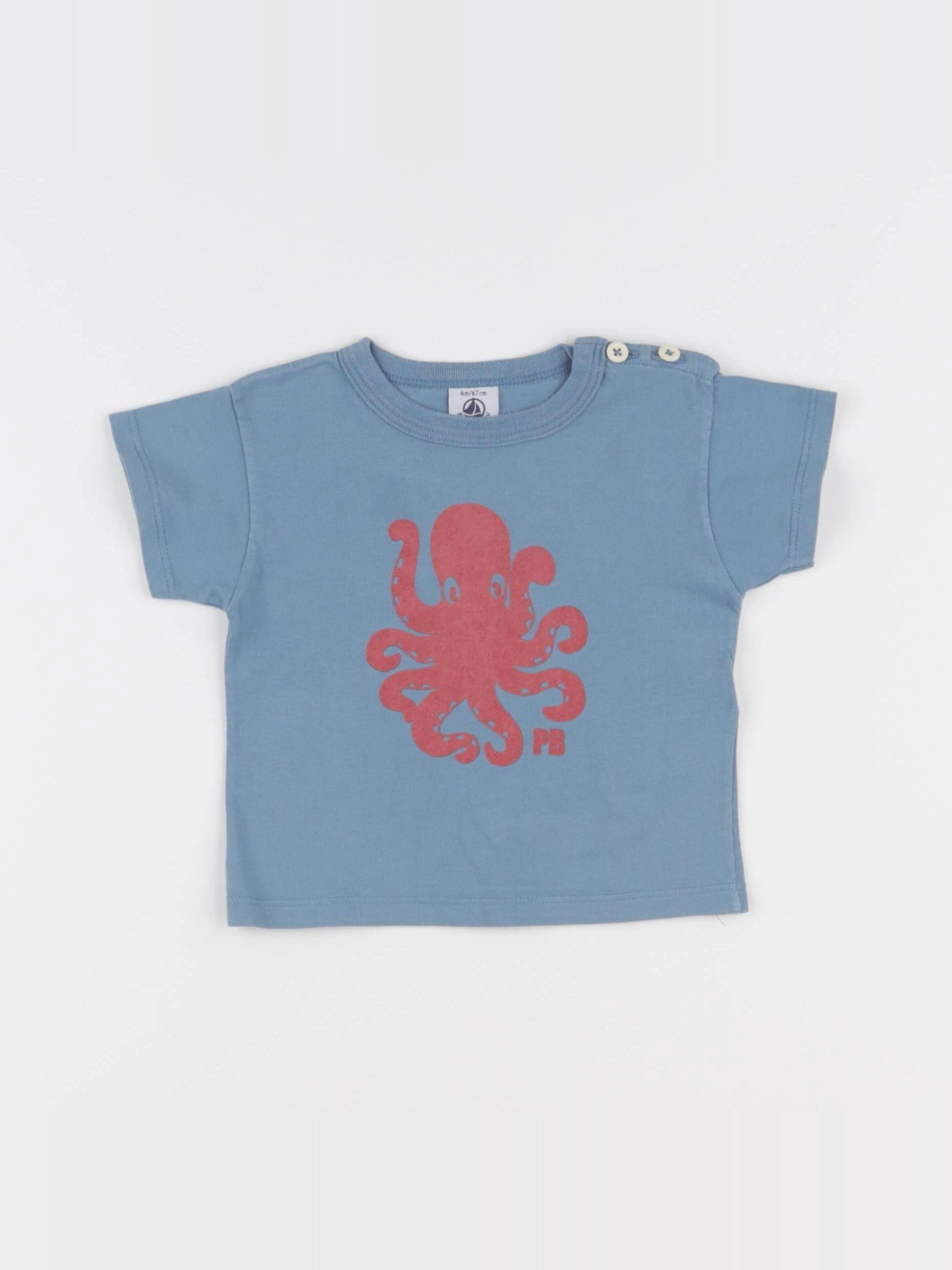 Petit Bateau - tee-shirt bleu - 6 mois