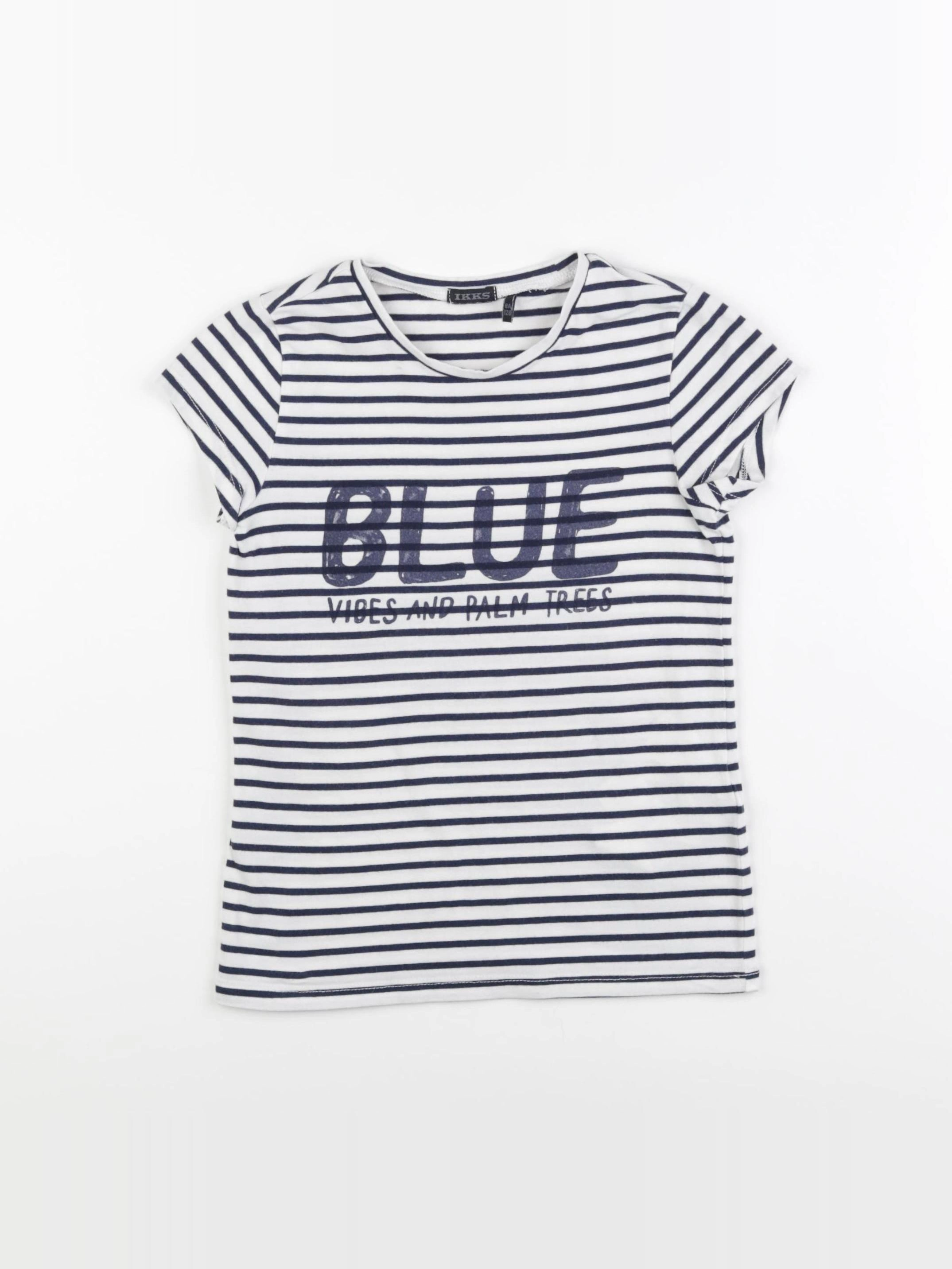 IKKS - tee-shirt blanc, bleu - 8 ans