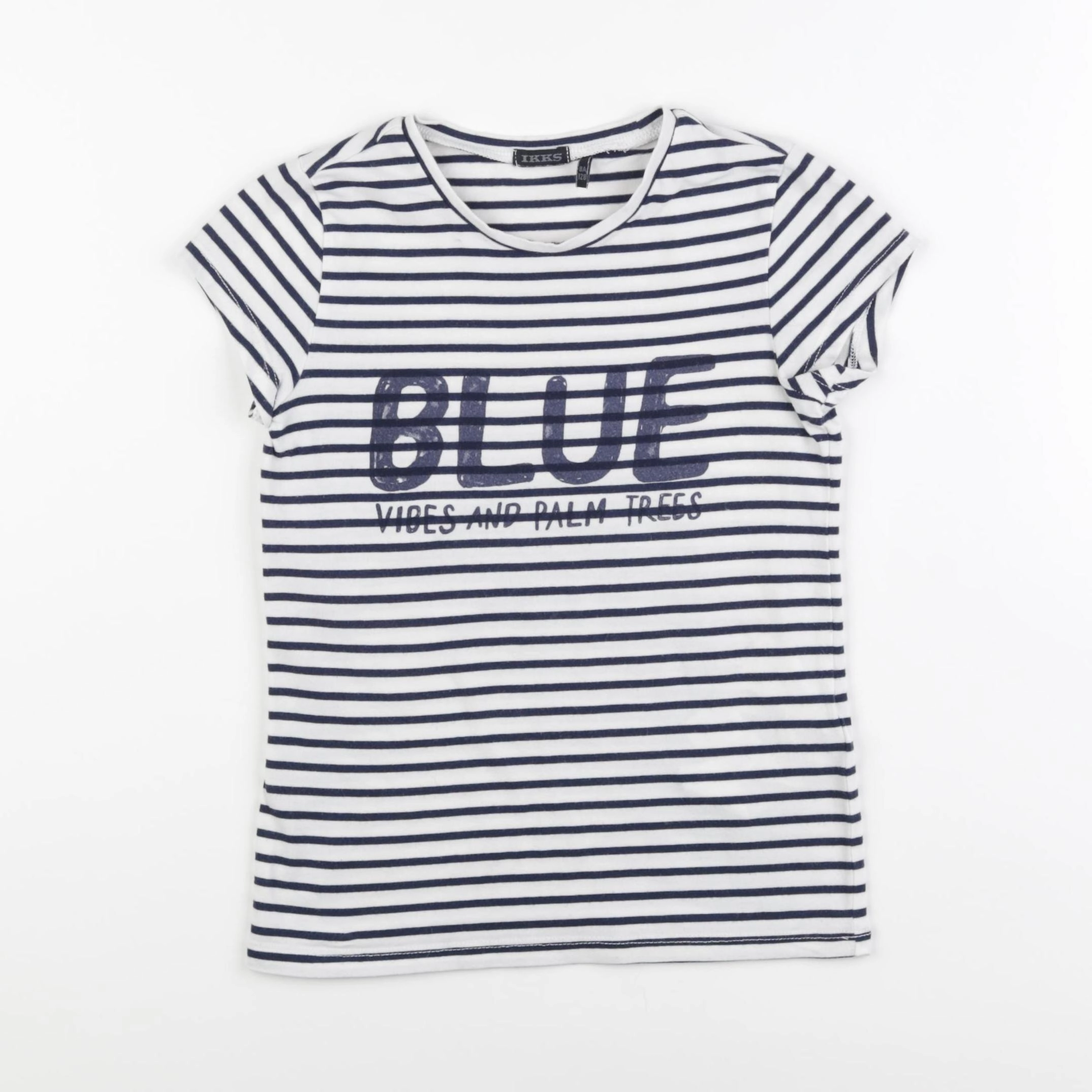 IKKS - tee-shirt blanc, bleu - 8 ans