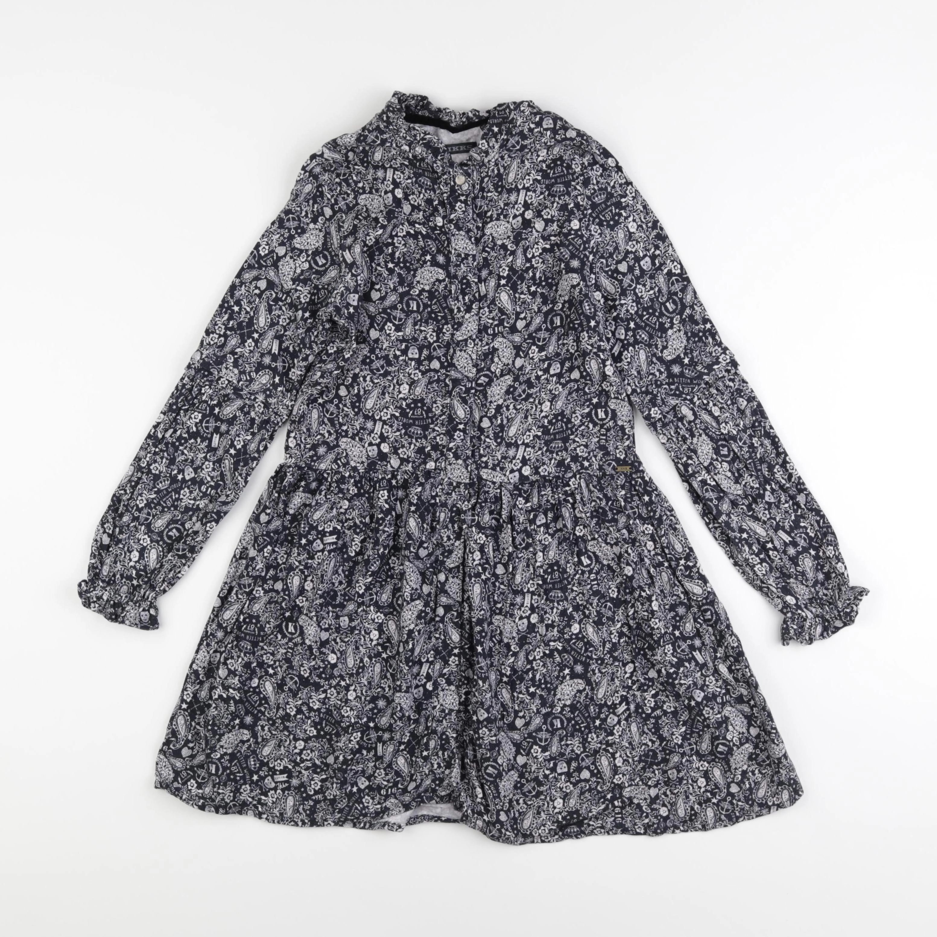 IKKS - robe blanc, bleu - 8 ans