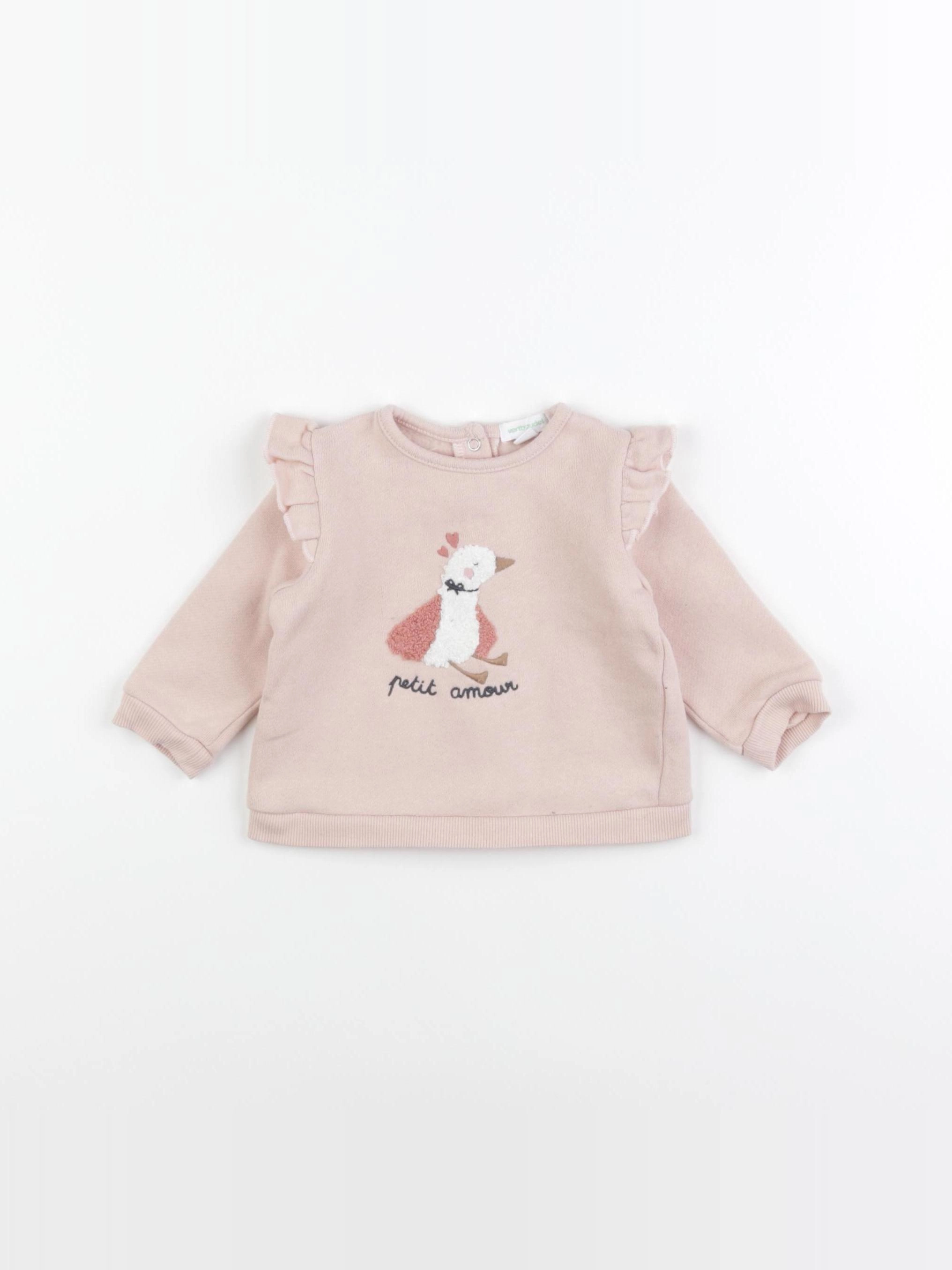 Vertbaudet - sweat rose - 3 mois