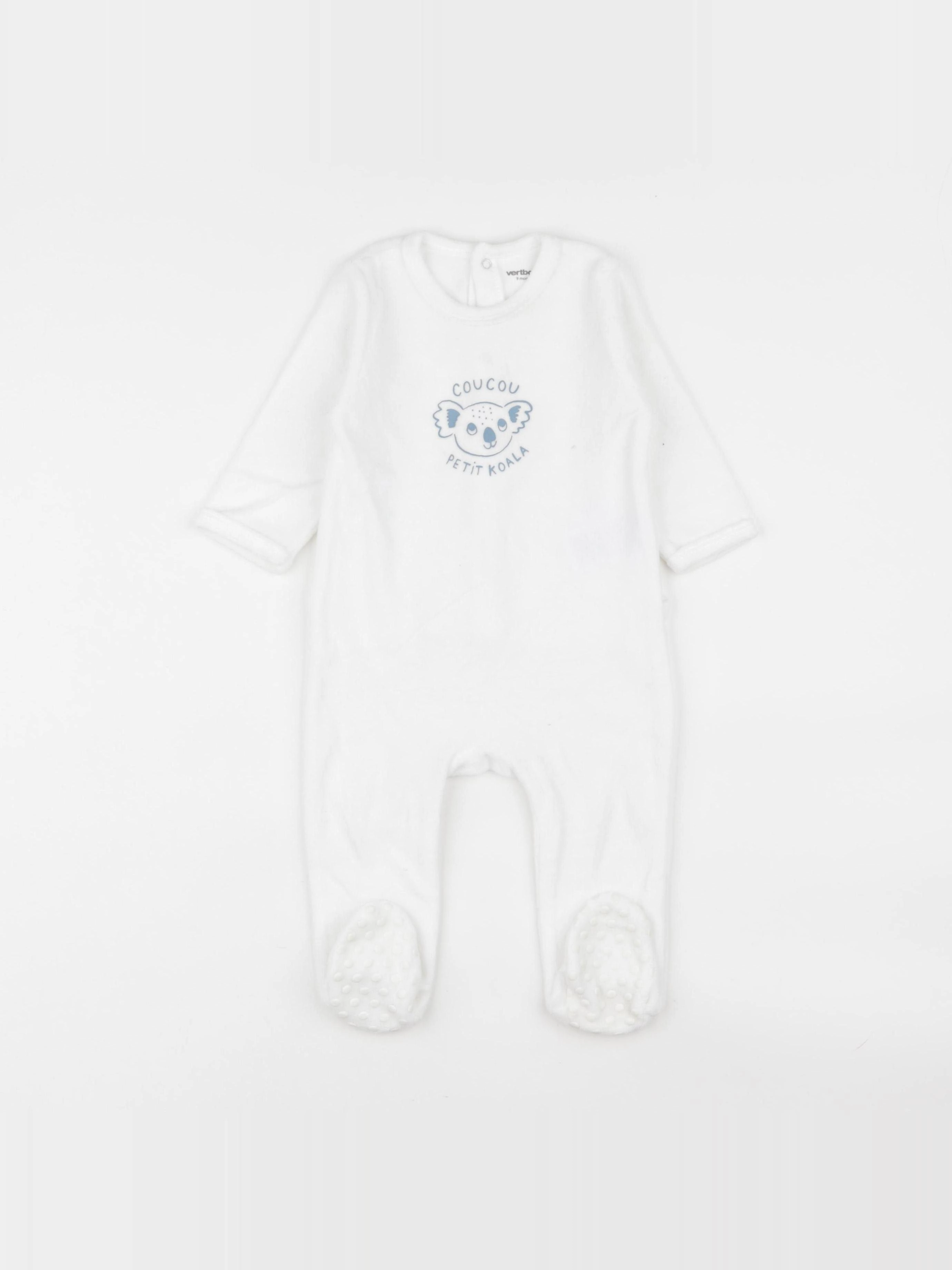 Vertbaudet - pyjama velours blanc - 9 mois