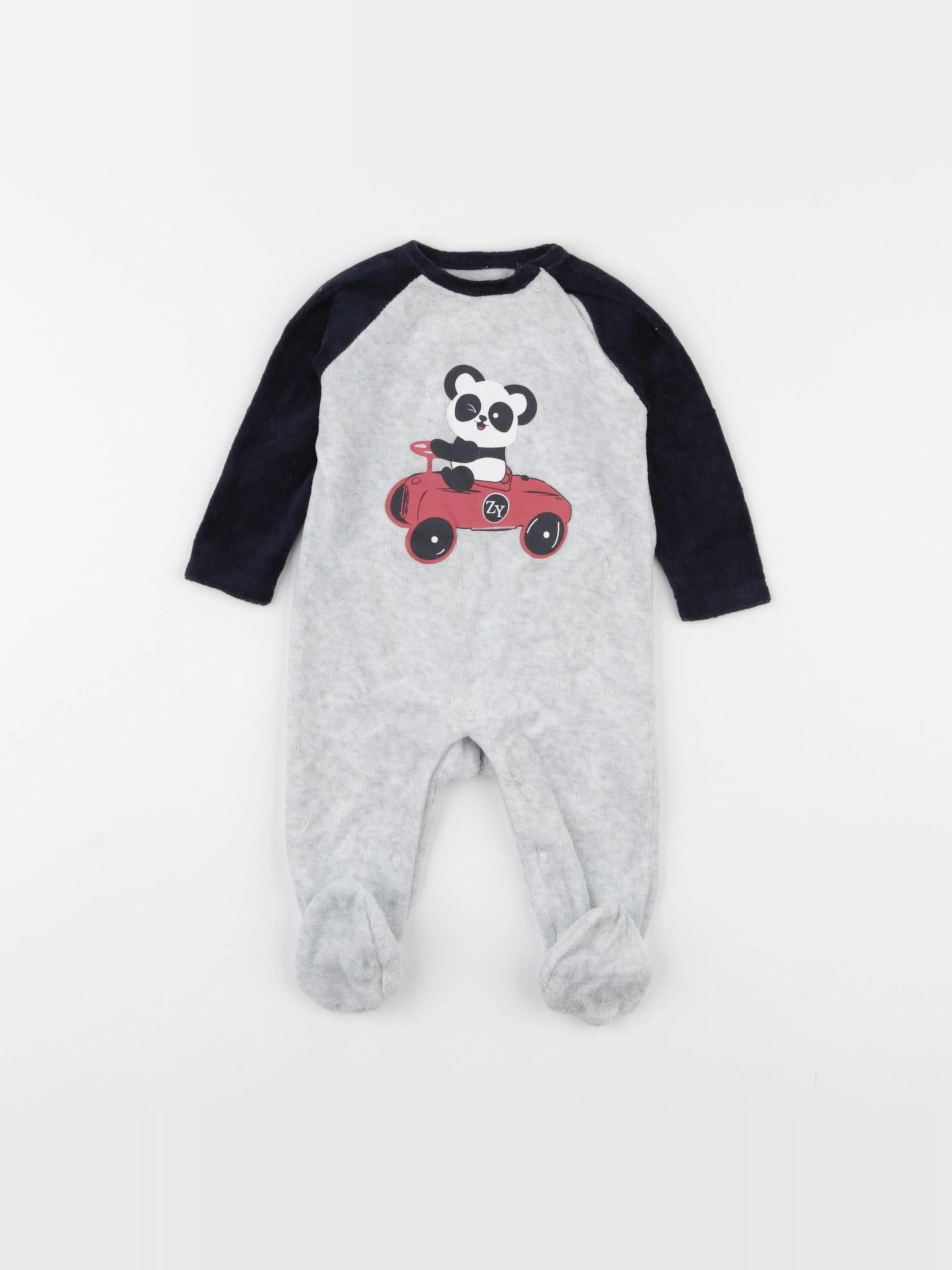 Zippy - pyjama velours gris - 3/6 mois