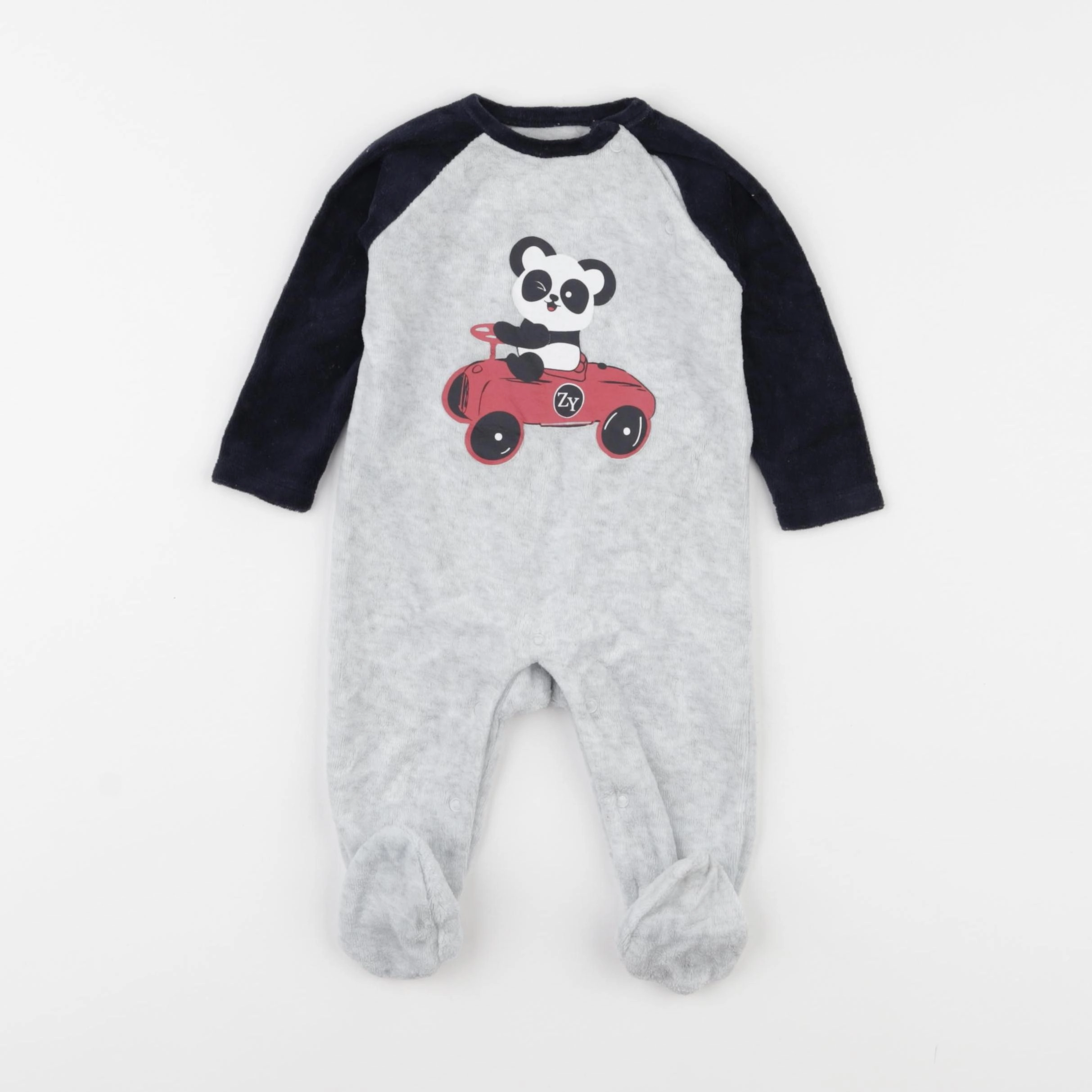 Zippy - pyjama velours gris - 3/6 mois