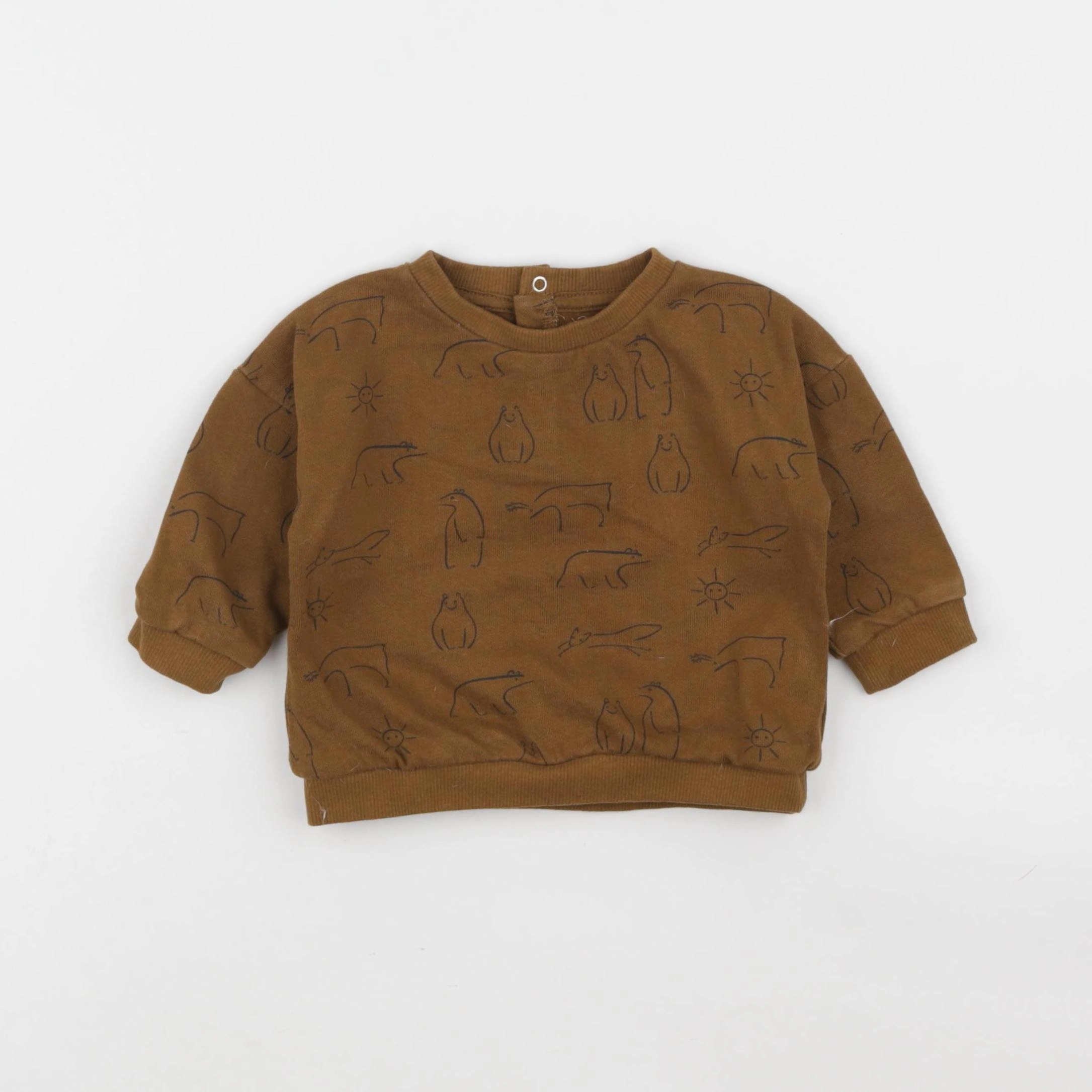Vertbaudet - sweat marron - 9 mois