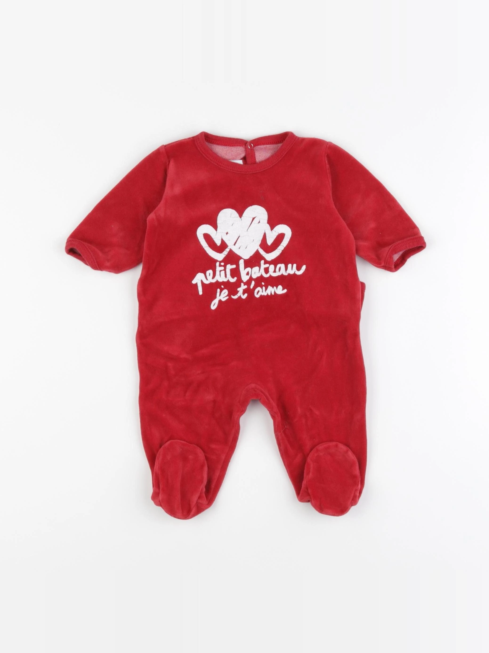 Petit Bateau - pyjama velours rouge - 3 mois