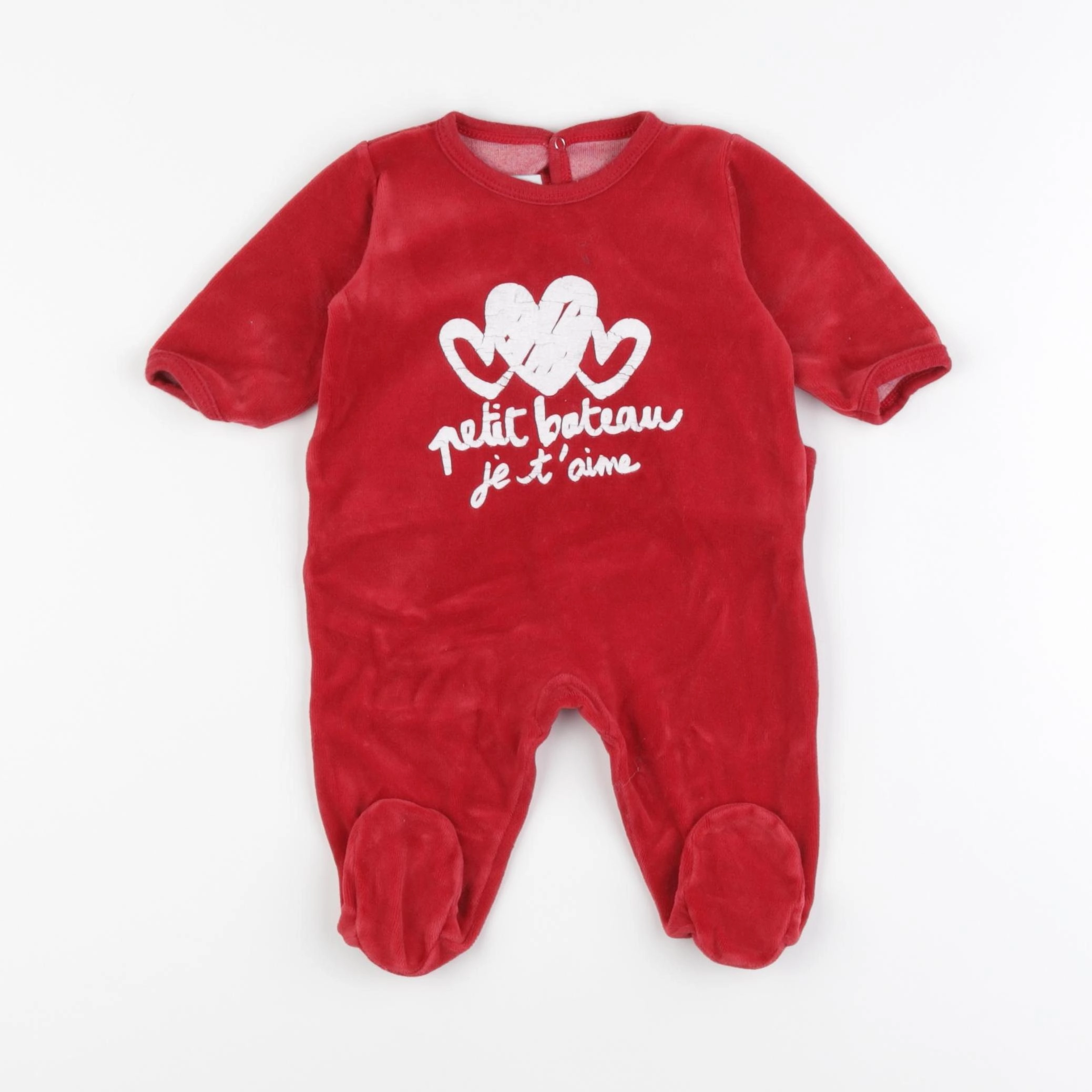 Petit Bateau - pyjama velours rouge - 3 mois