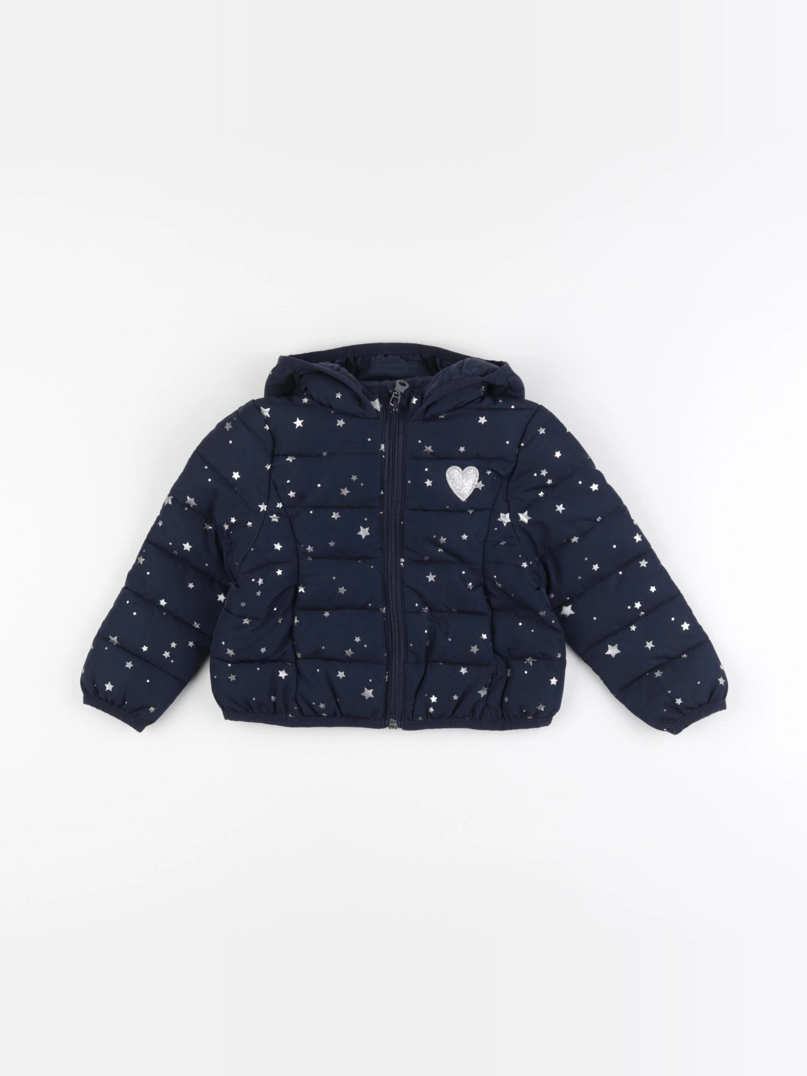 Vertbaudet - doudoune bleu, argent - 2 ans