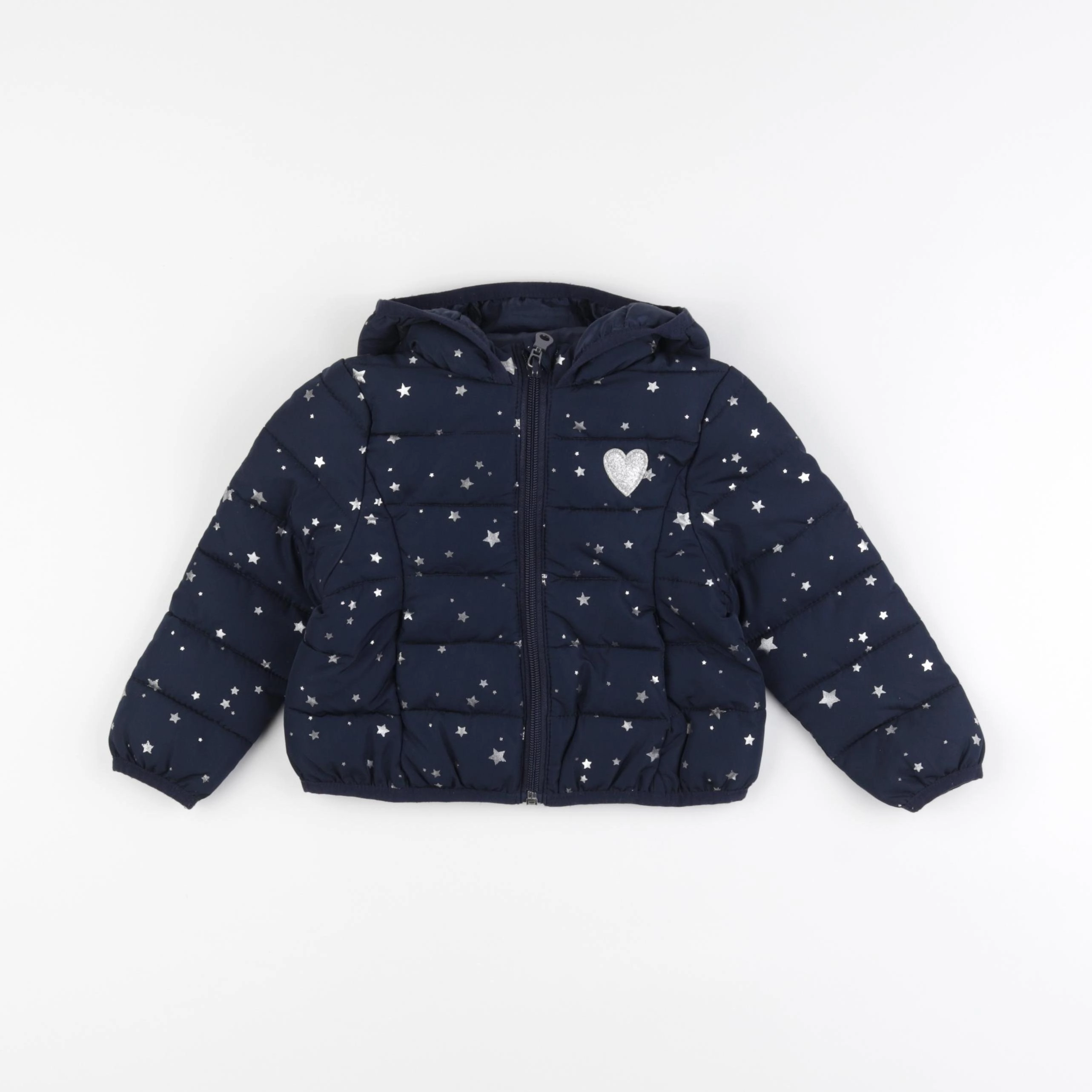 Vertbaudet - doudoune bleu, argent - 2 ans