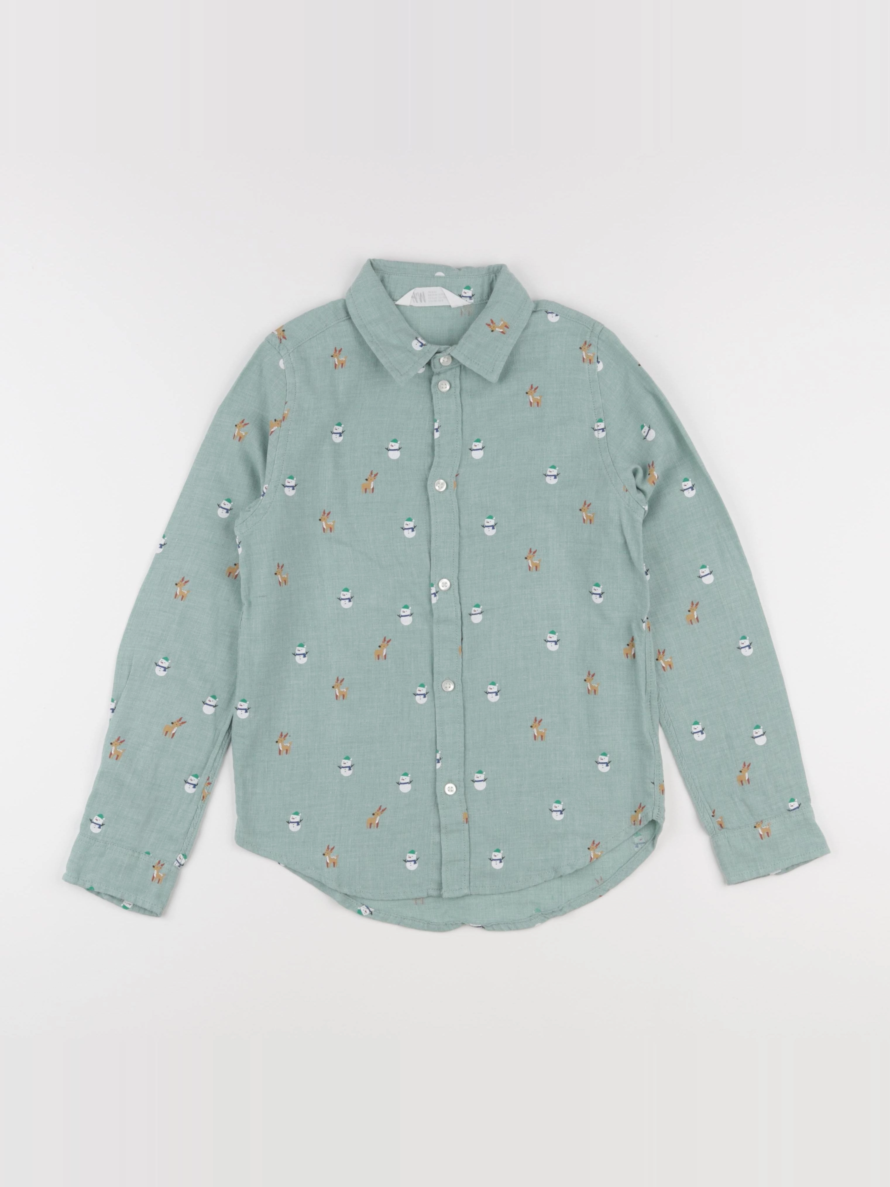 H&M - chemise vert - 8/9 ans
