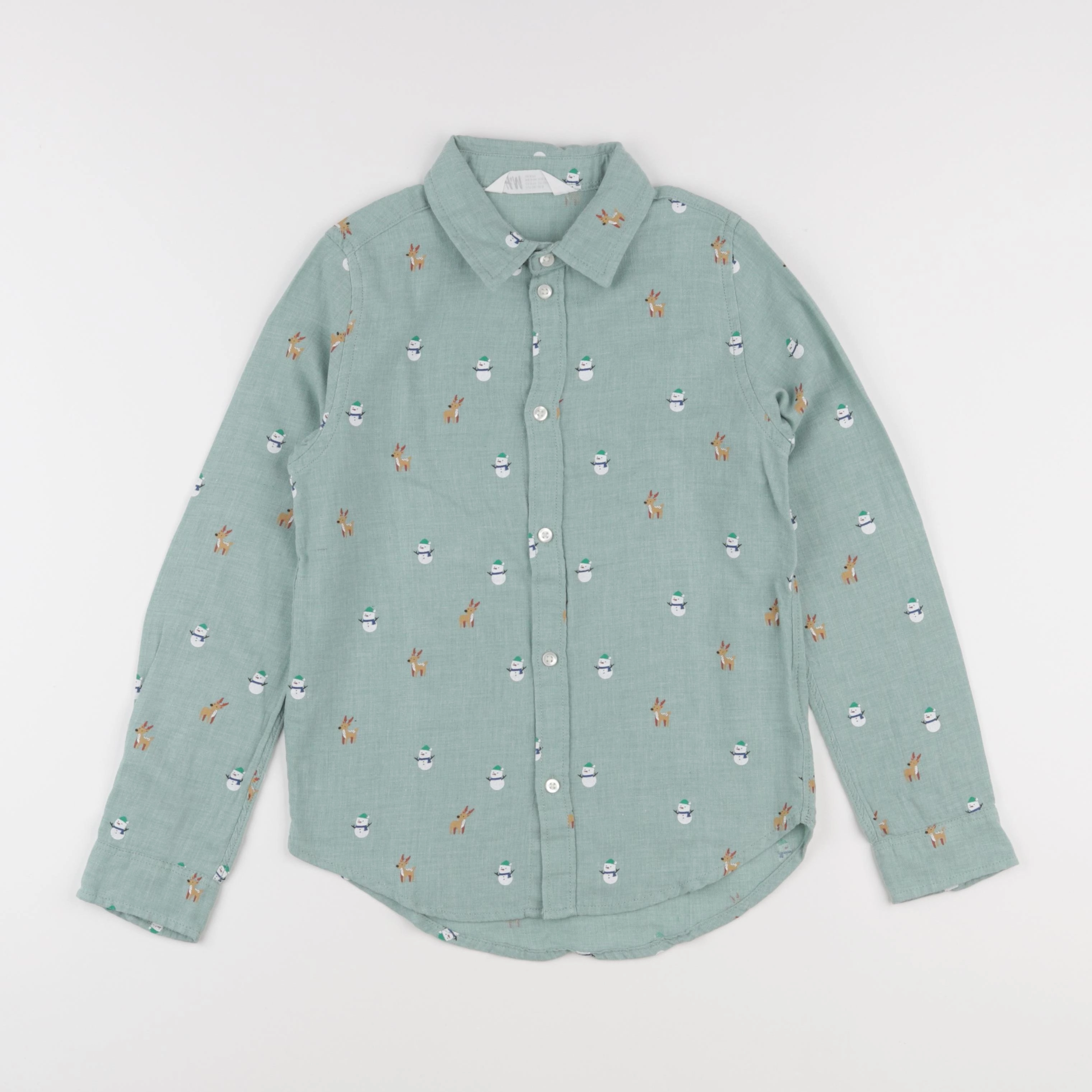 H&M - chemise vert - 8/9 ans