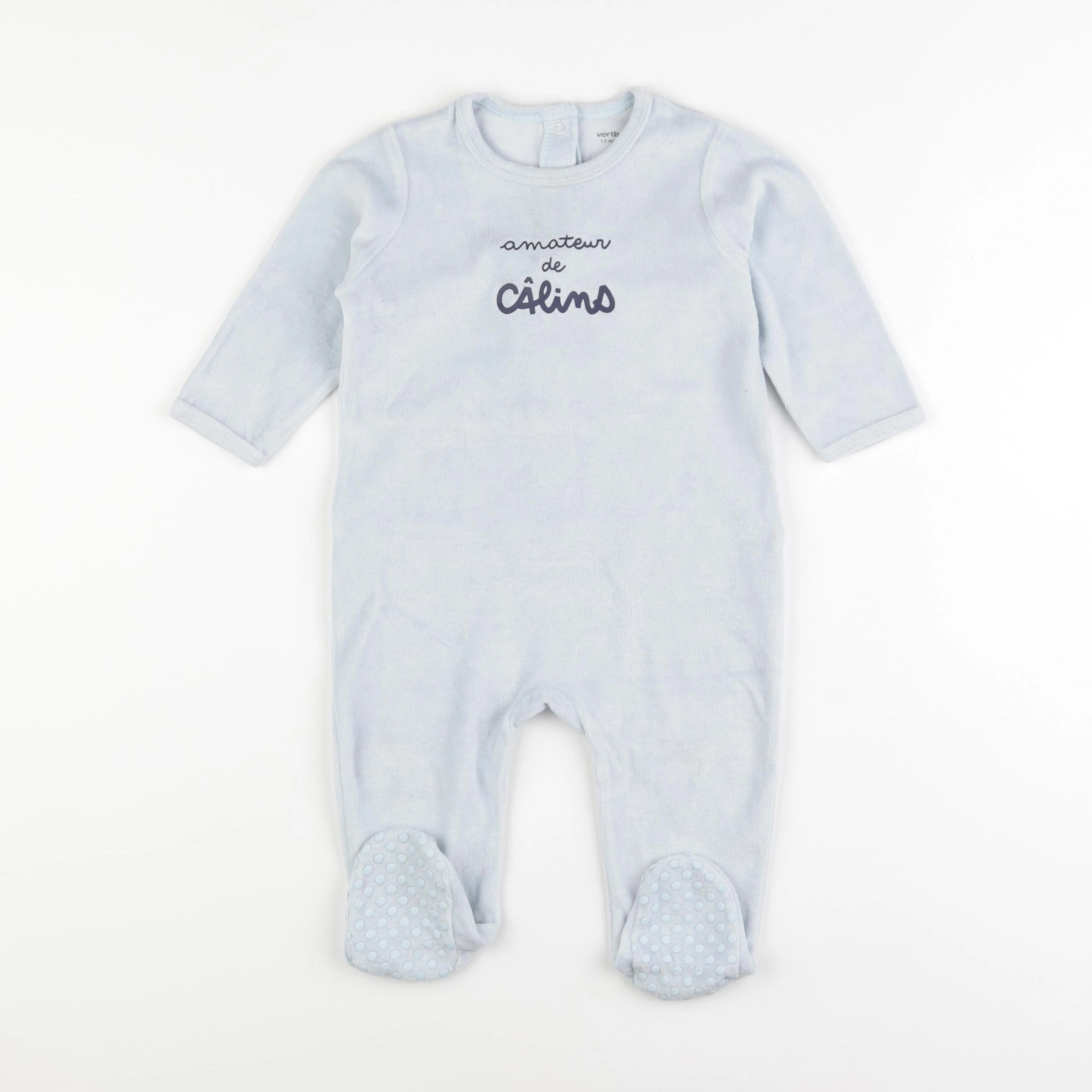 Vertbaudet - pyjama velours bleu - 12 mois