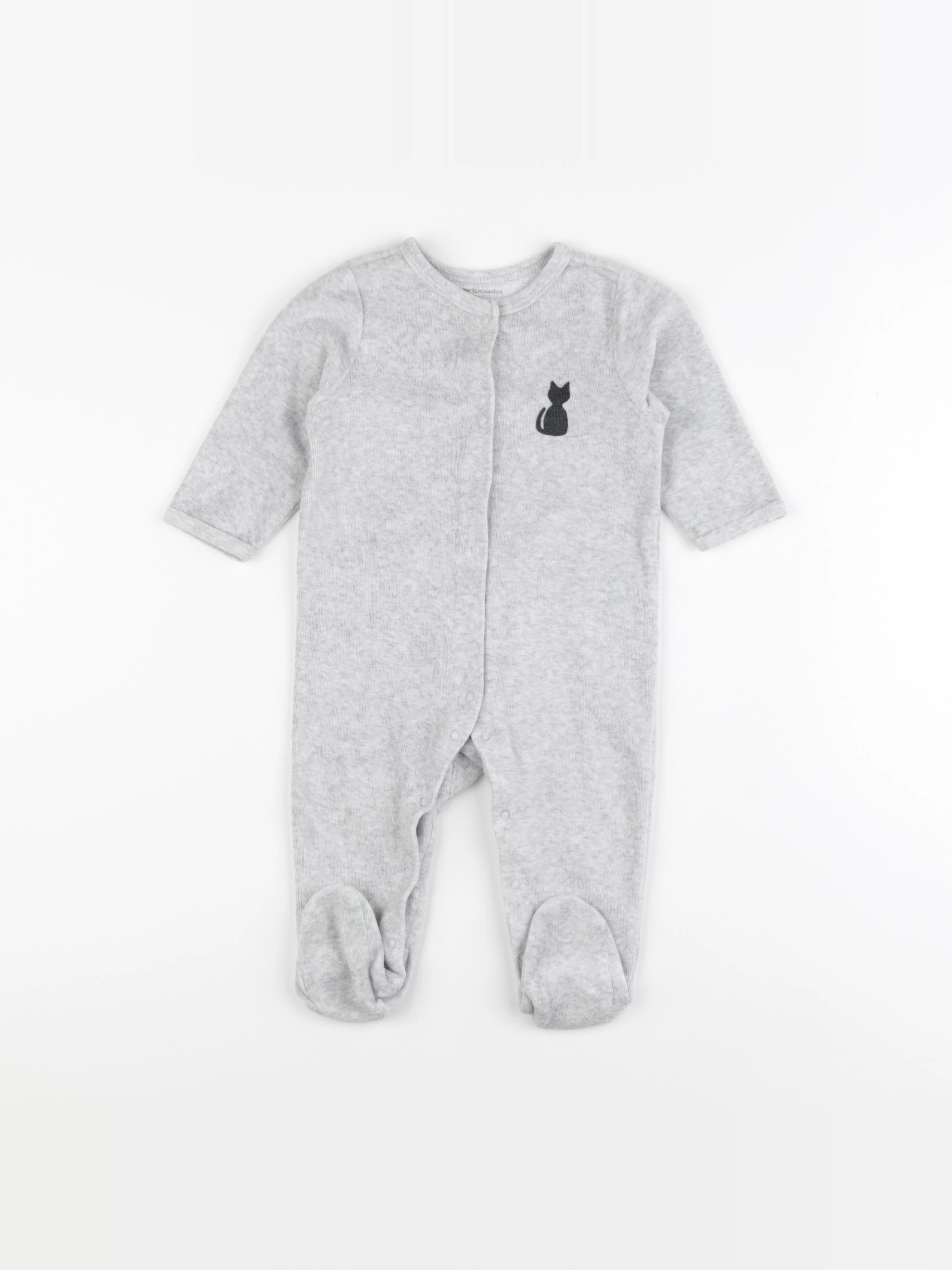 Vertbaudet - pyjama velours gris - 9 mois