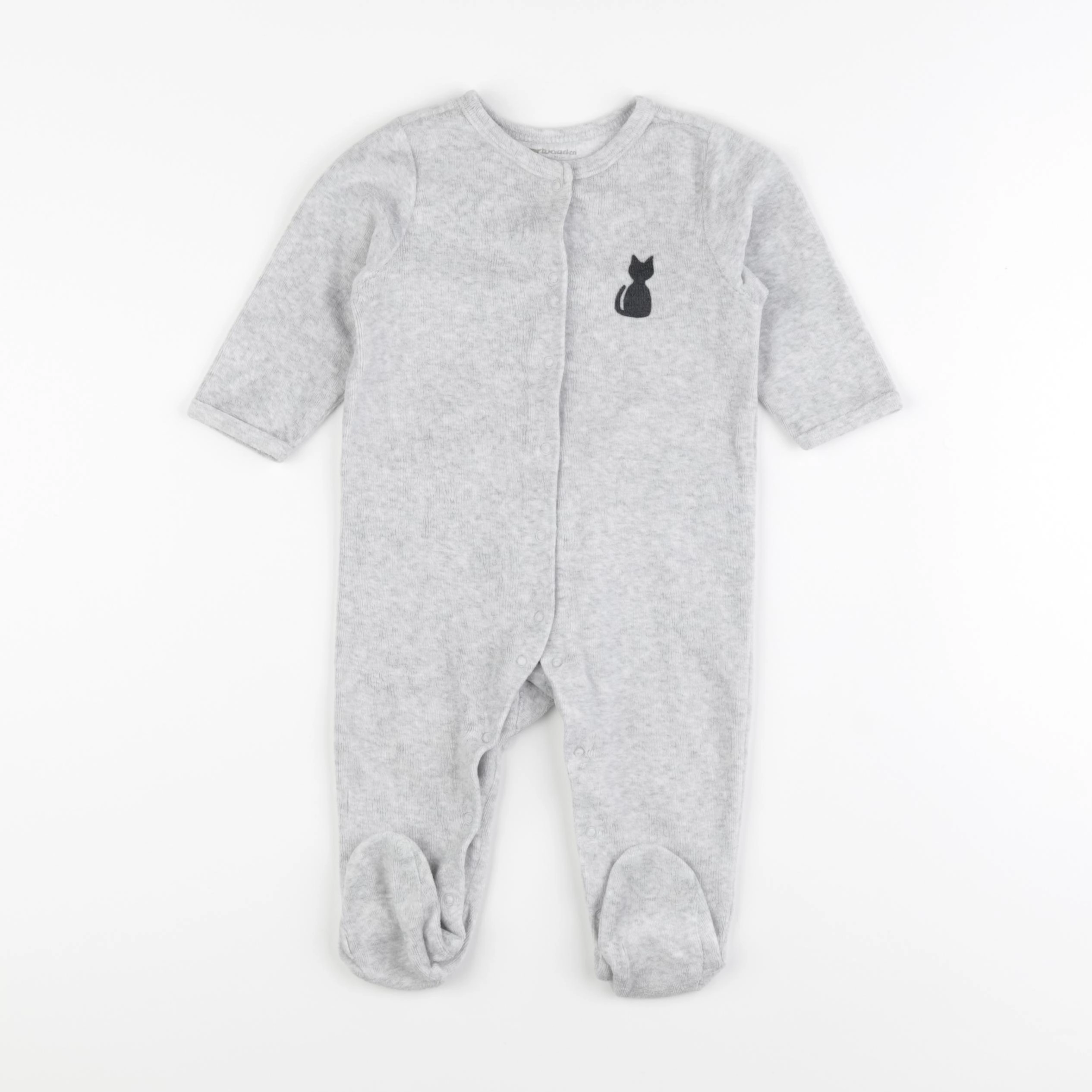 Vertbaudet - pyjama velours gris - 9 mois