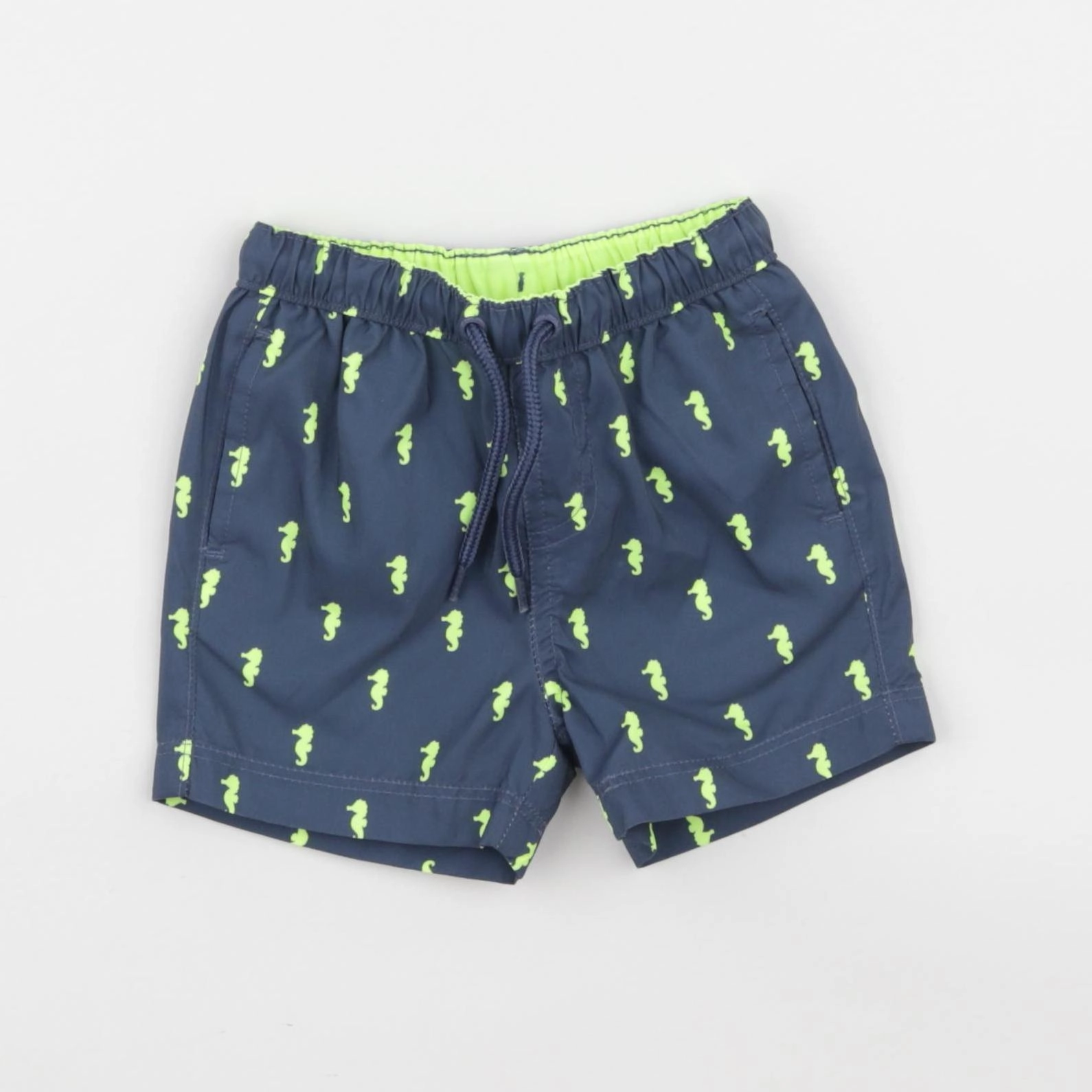 Vertbaudet - maillot de bain bleu, jaune fluo - 9 mois