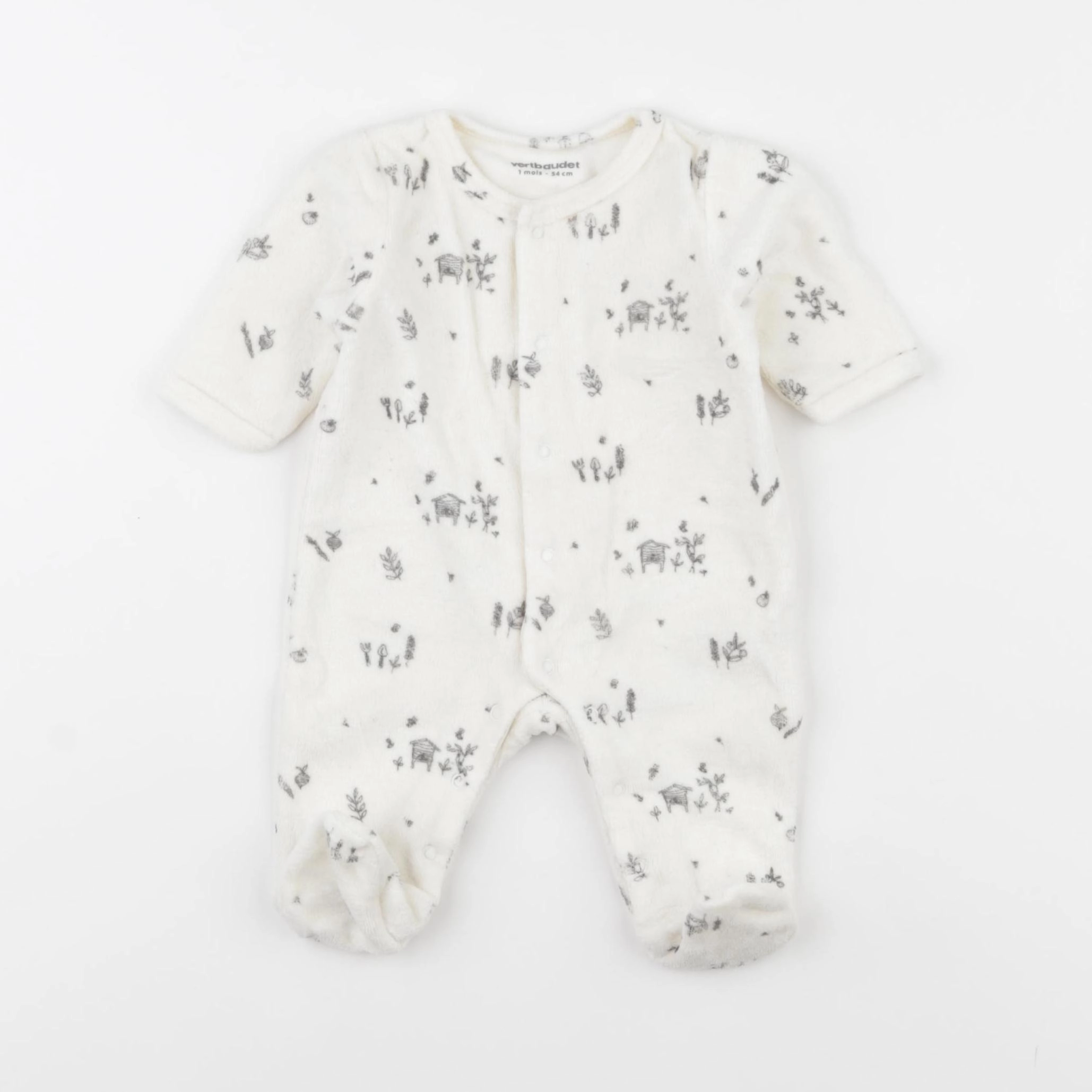 Vertbaudet - pyjama velours beige - 1 mois