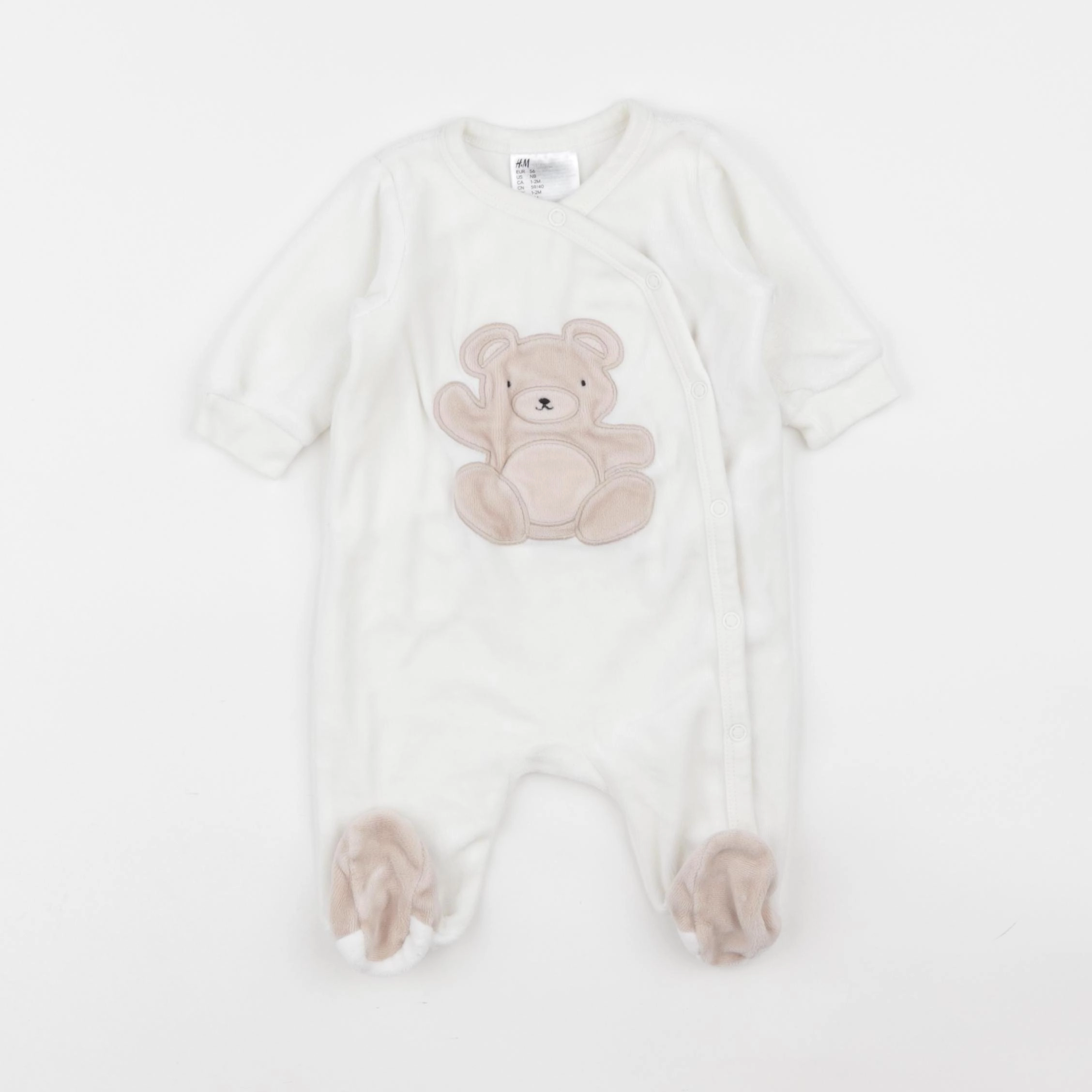 H&M - pyjama velours blanc - 1 mois