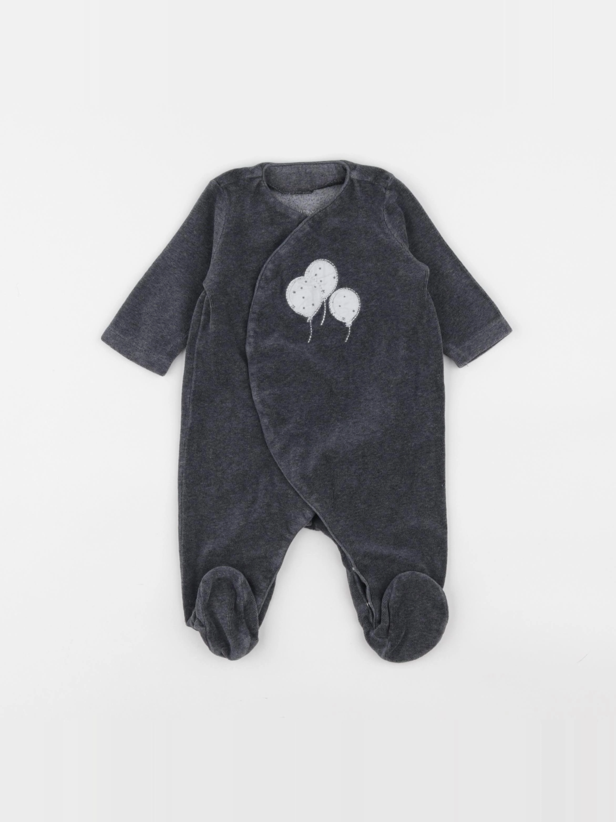 Natalys - pyjama velours gris - 3 mois