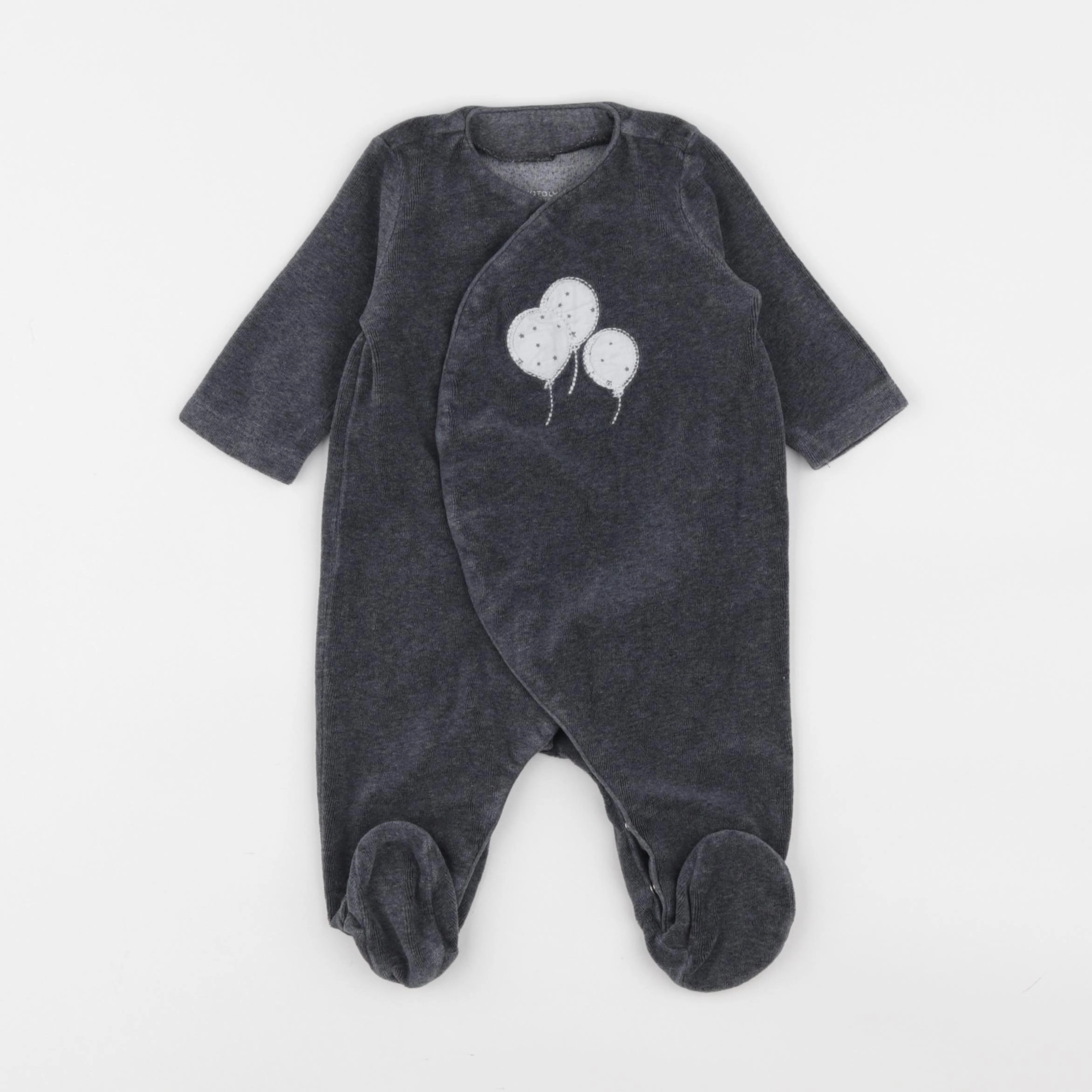 Natalys - pyjama velours gris - 3 mois