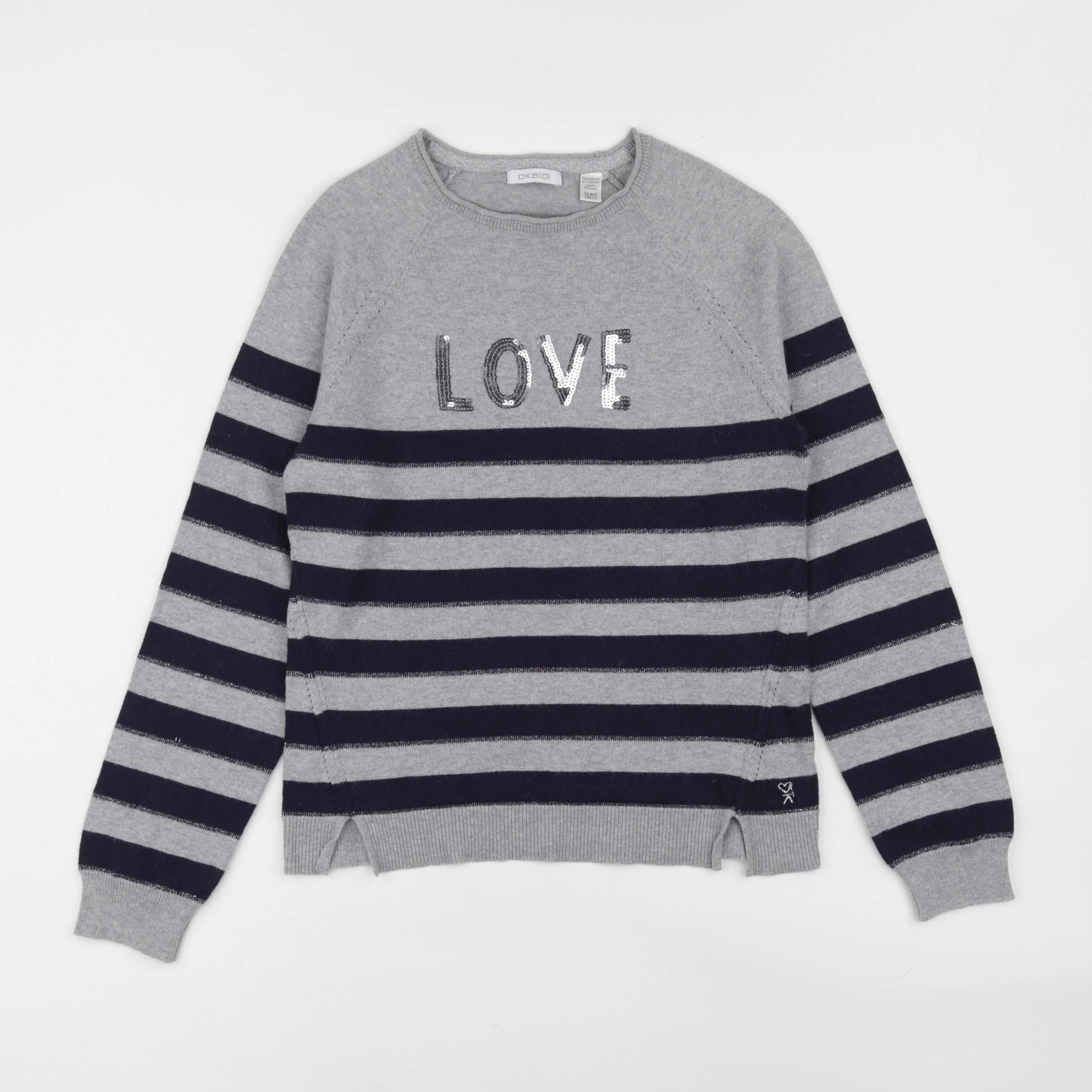 Okaidi - pull gris - 14 ans
