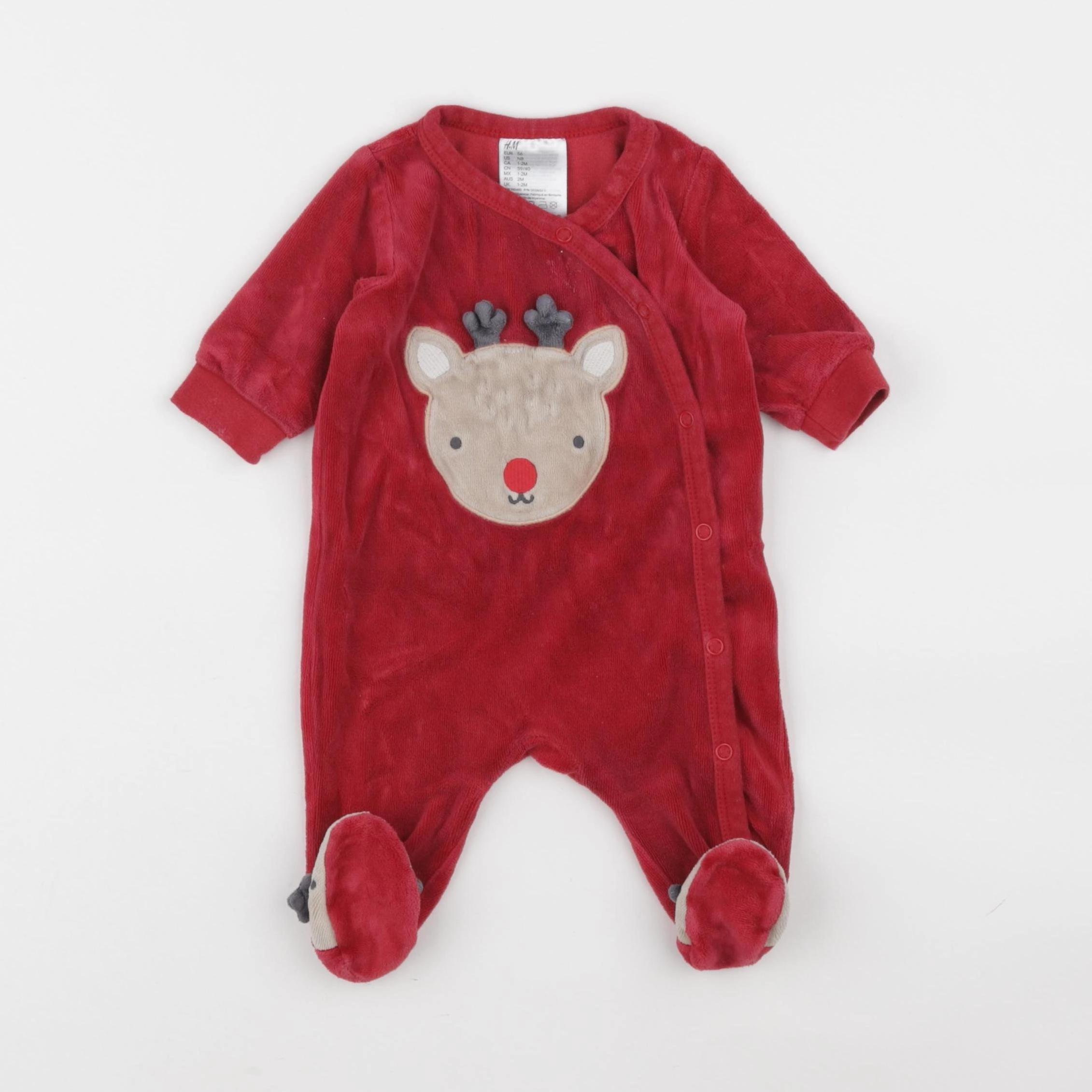 H&M - pyjama velours rouge - 1 mois