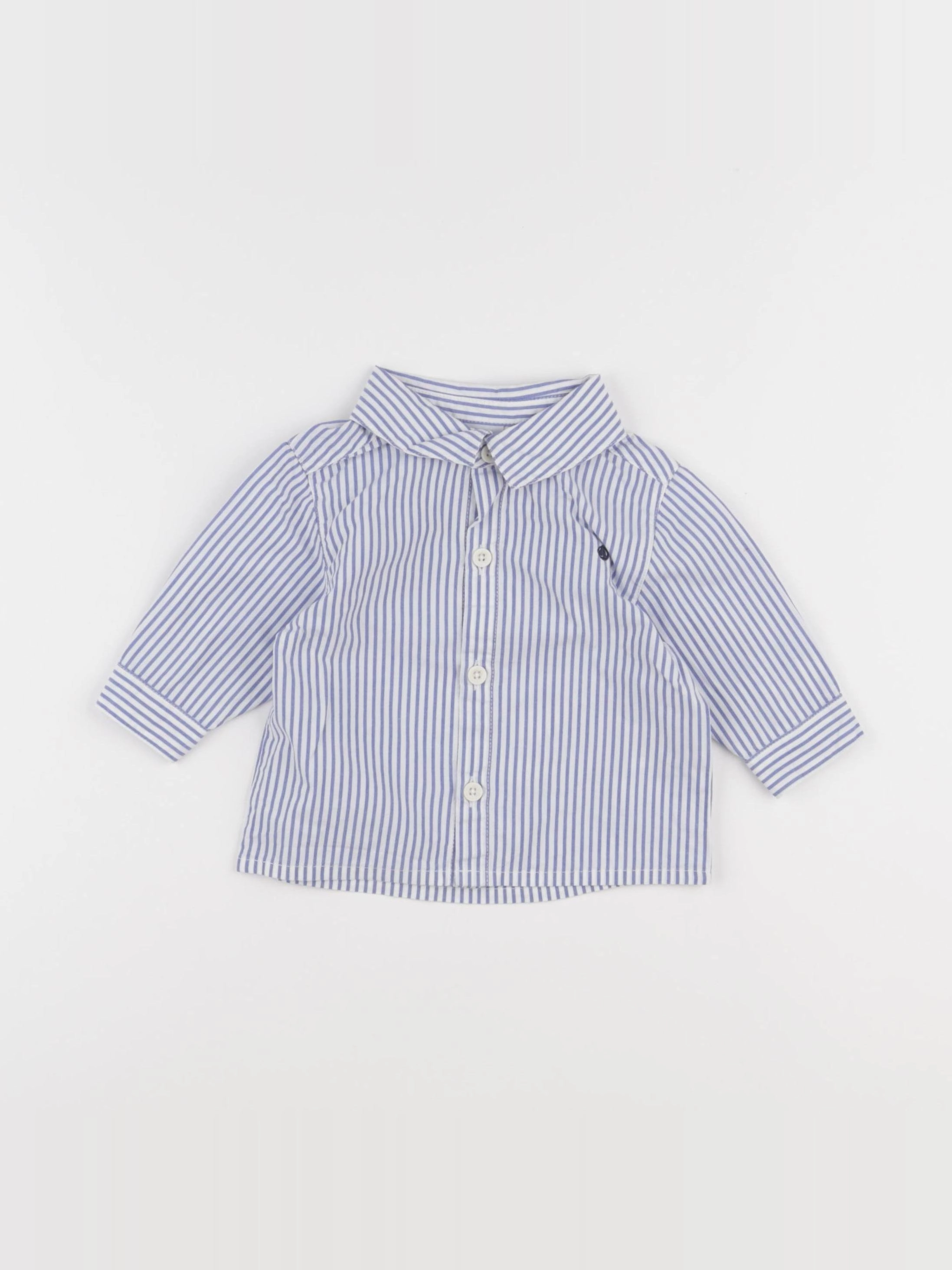 Petit Bateau - chemise bleu - 6 mois