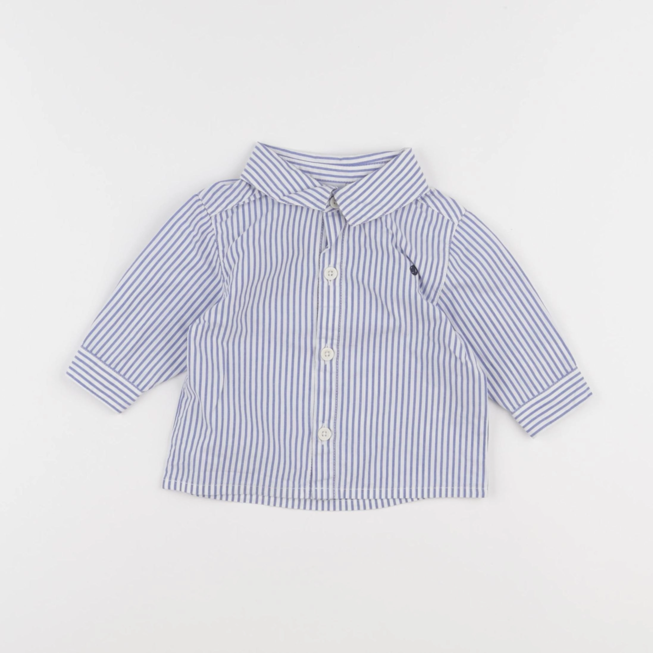 Petit Bateau - chemise bleu - 6 mois