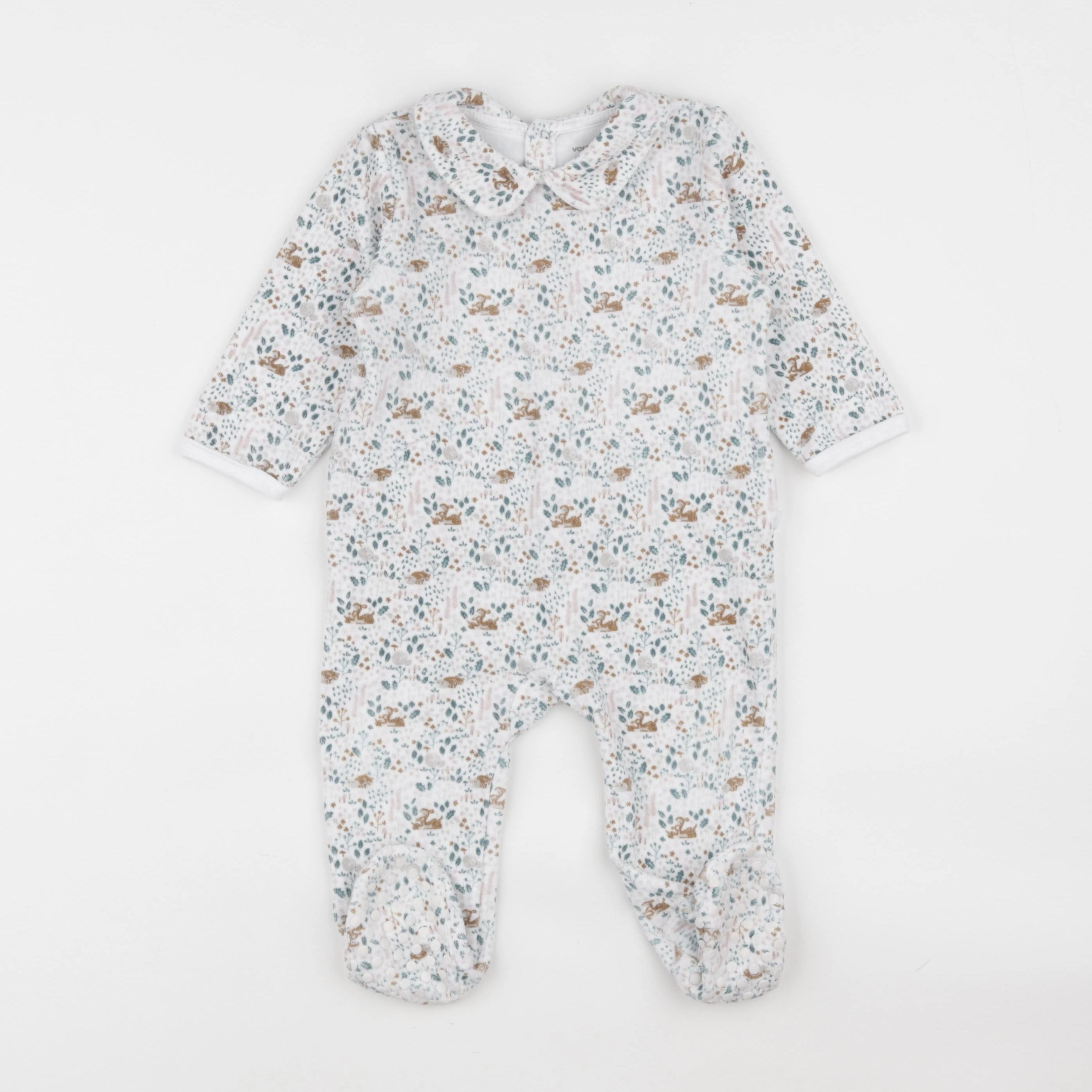Vertbaudet - pyjama velours blanc, rose - 12 mois