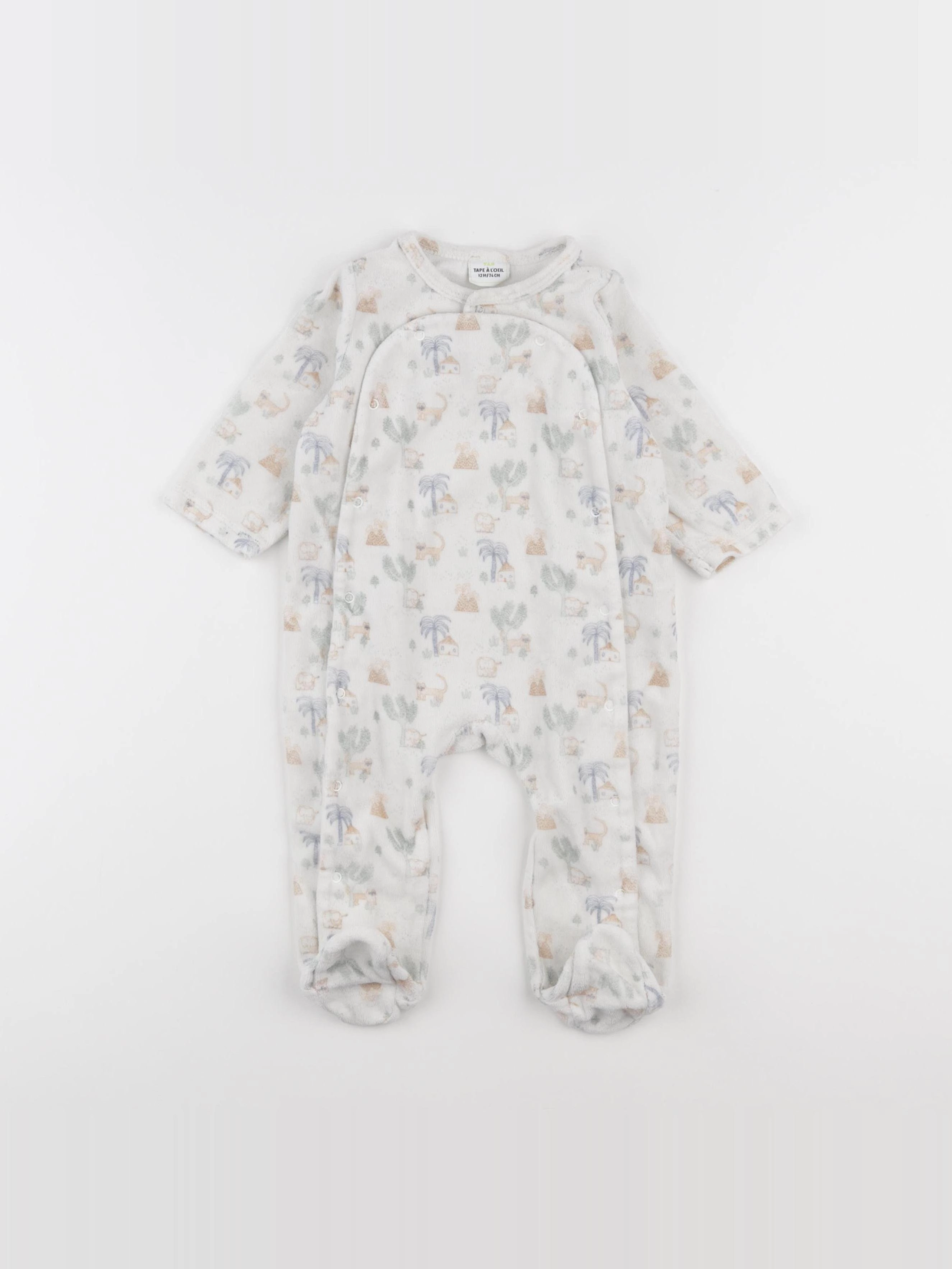 Tape à l'oeil - pyjama velours blanc - 12 mois