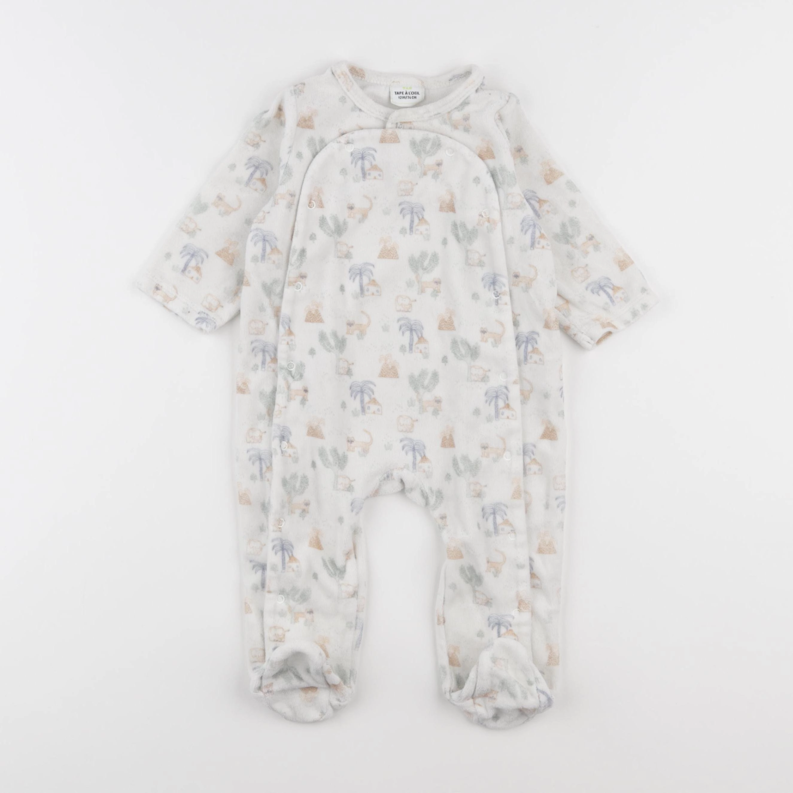 Tape à l'oeil - pyjama velours blanc - 12 mois
