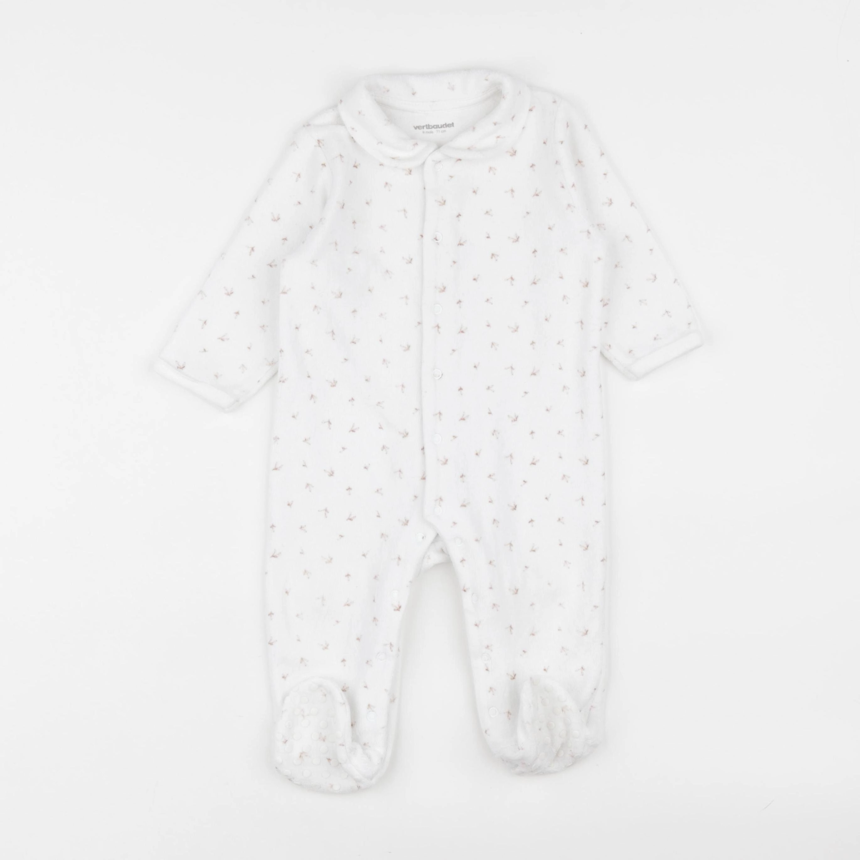 Vertbaudet - pyjama velours blanc, rose - 9 mois