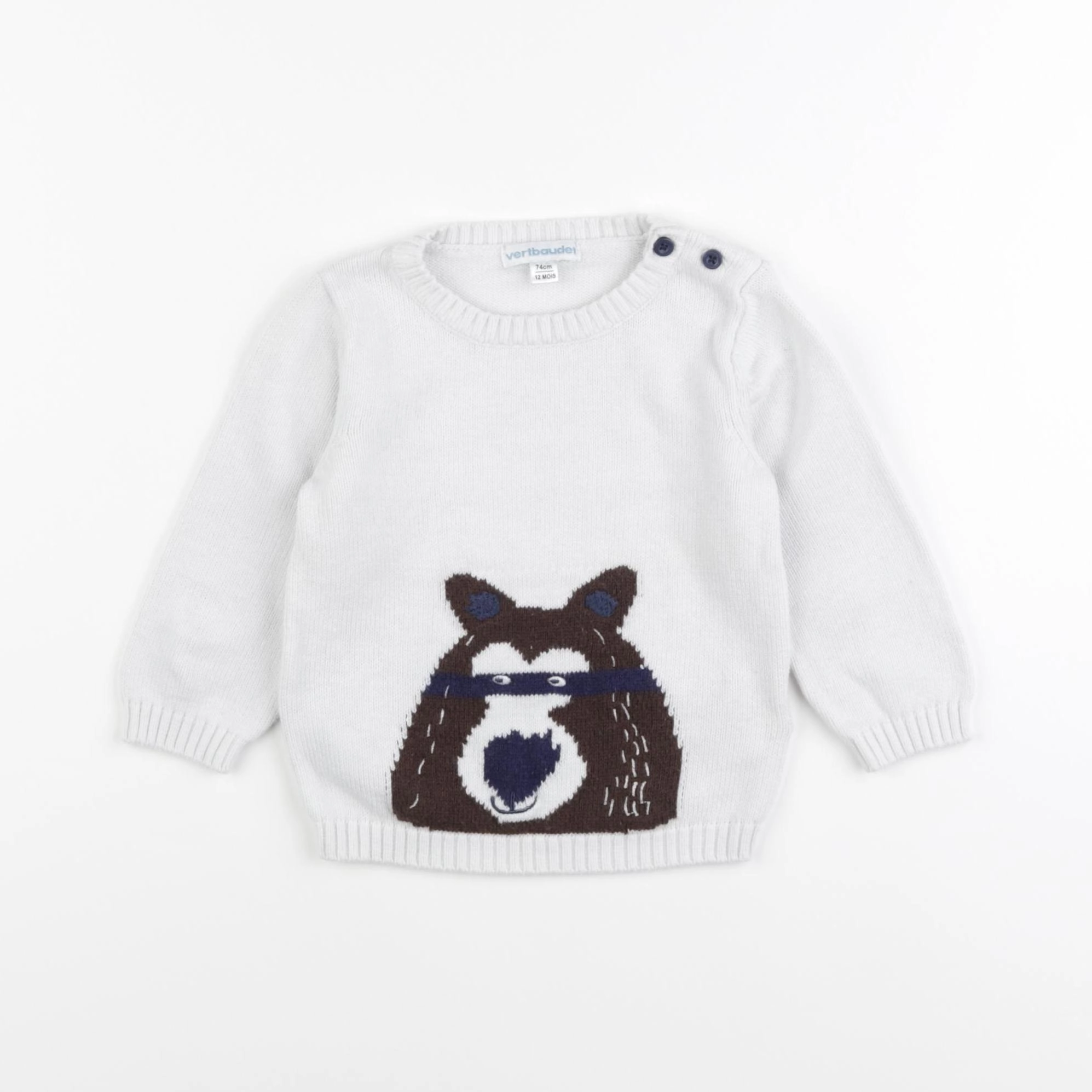 Vertbaudet - pull blanc - 12 mois