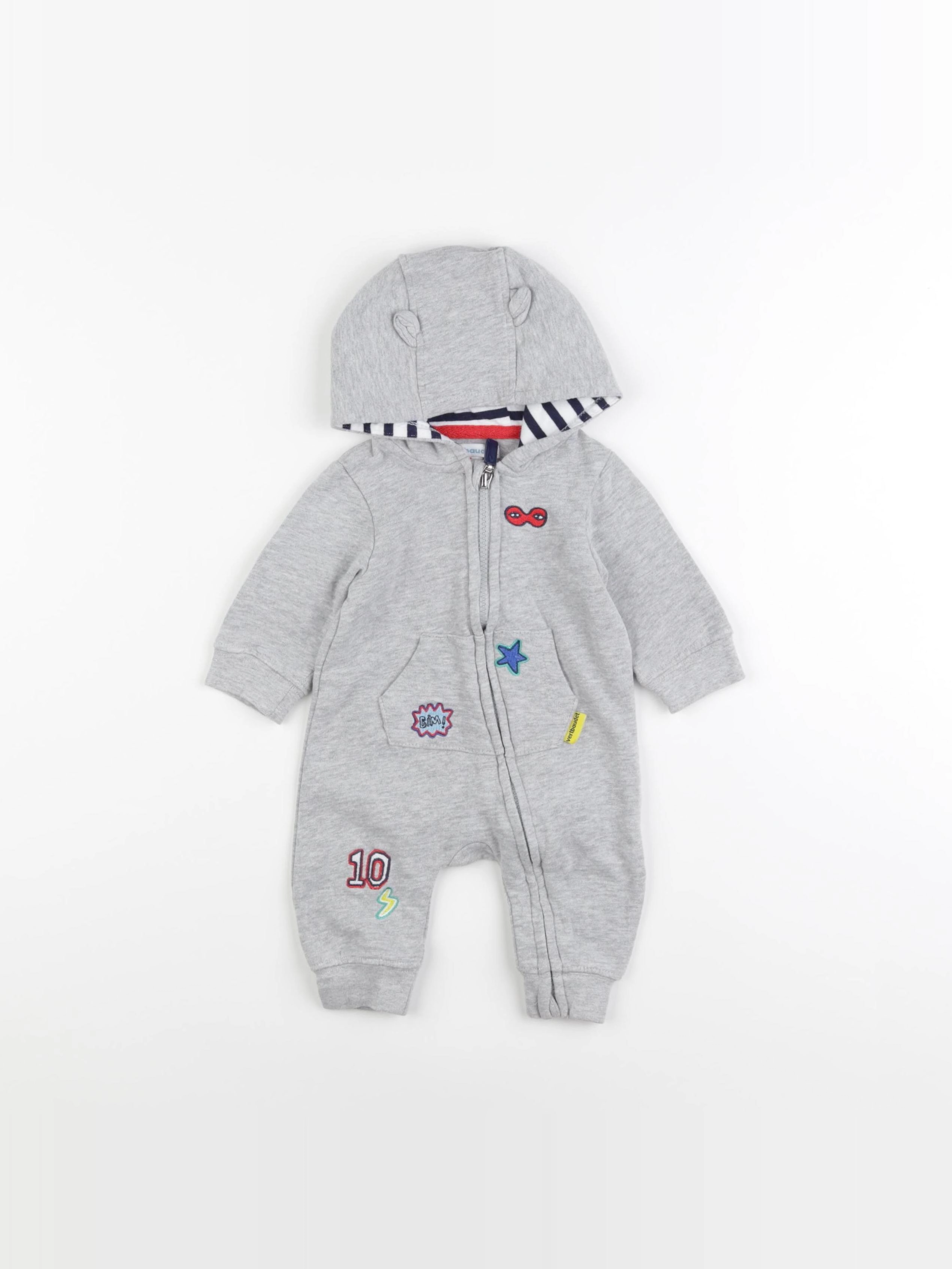 Vertbaudet - combinaison gris - 3 mois