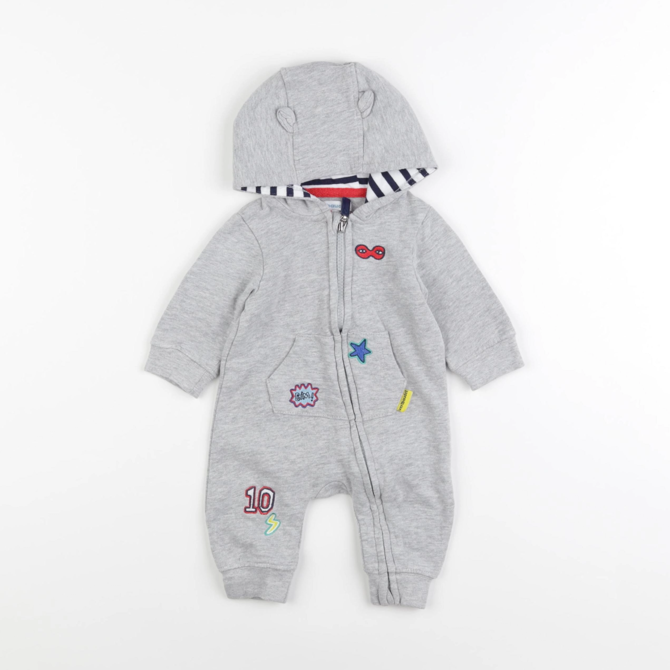 Vertbaudet - combinaison gris - 3 mois