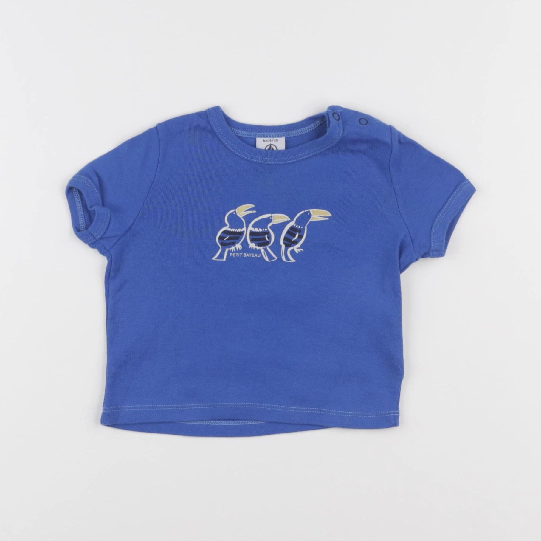 Petit Bateau - tee-shirt bleu - 6 mois
