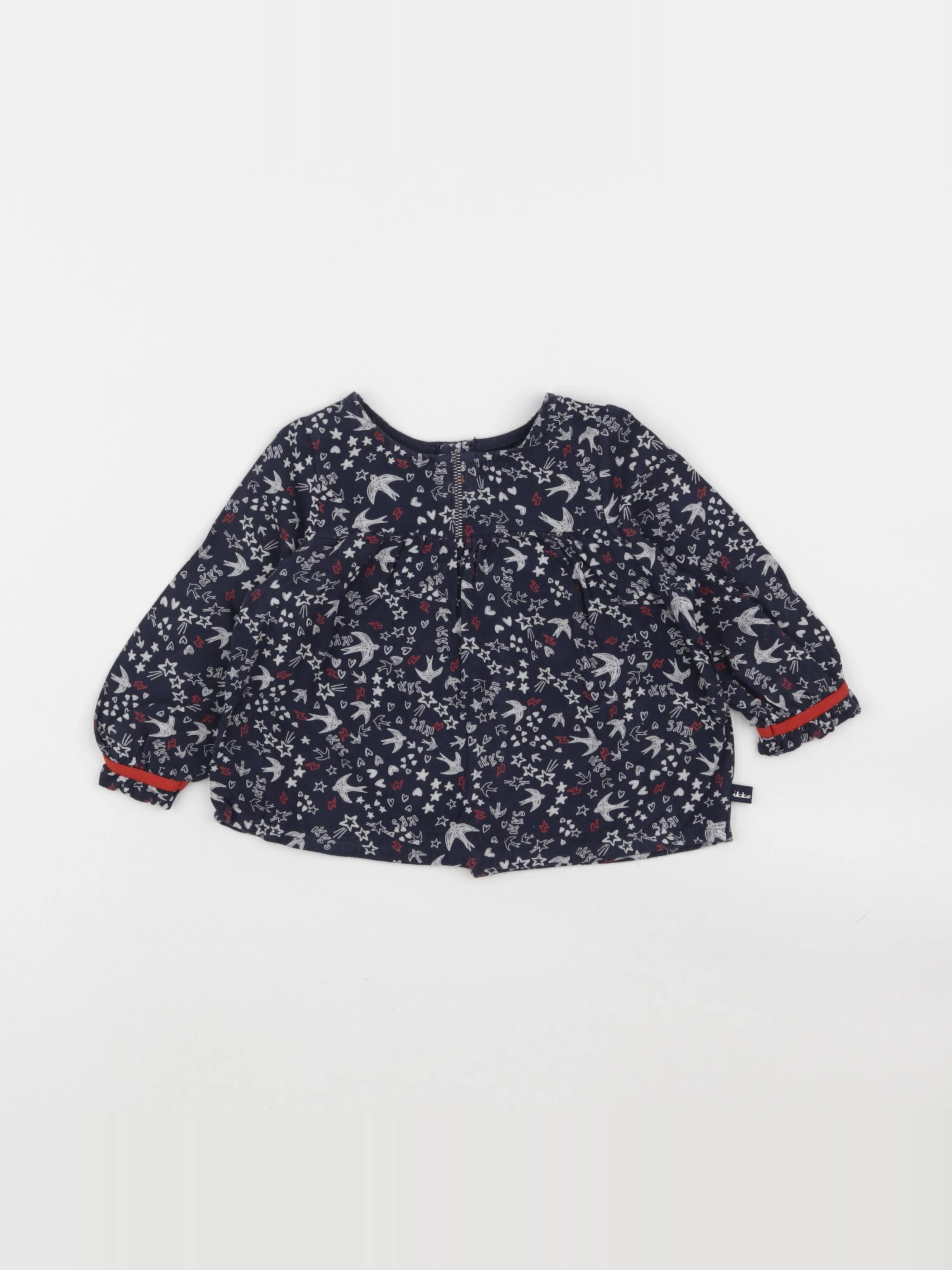 IKKS - blouse bleu, rouge - 12 mois