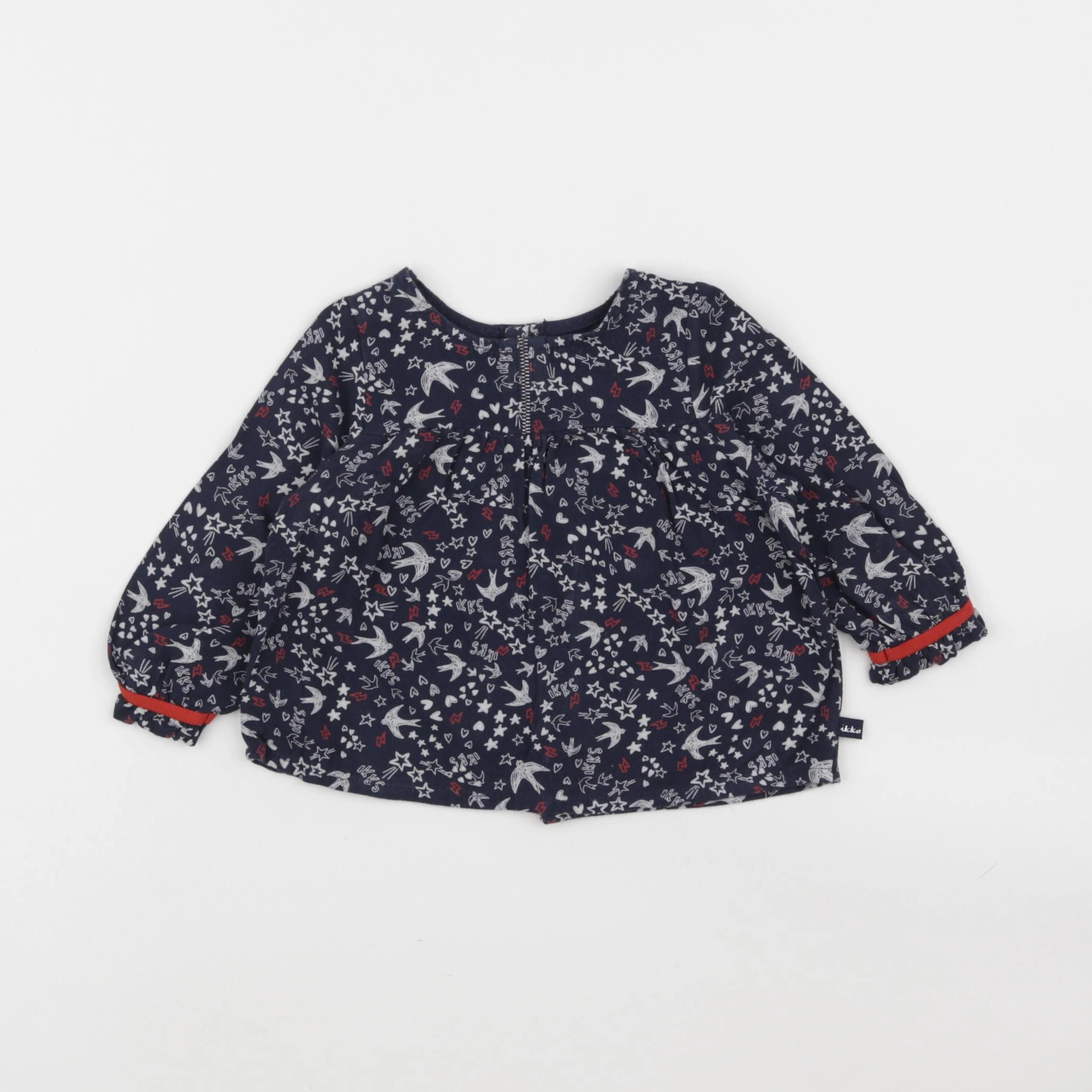 IKKS - blouse bleu, rouge - 12 mois