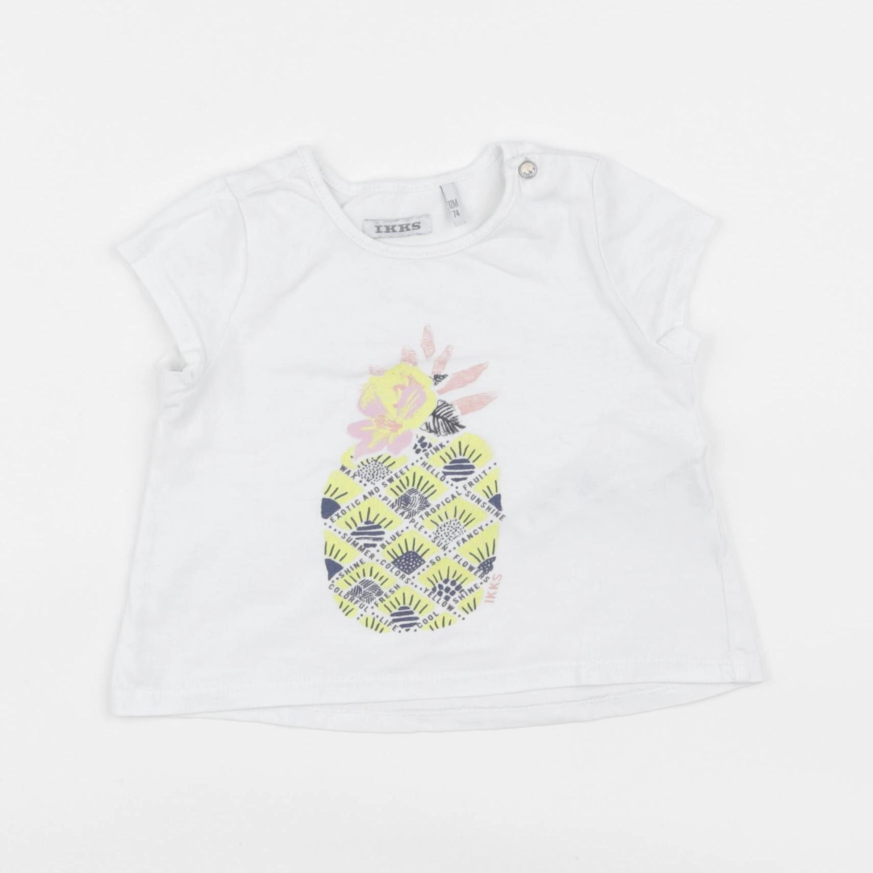 IKKS - tee-shirt blanc, jaune - 12 mois
