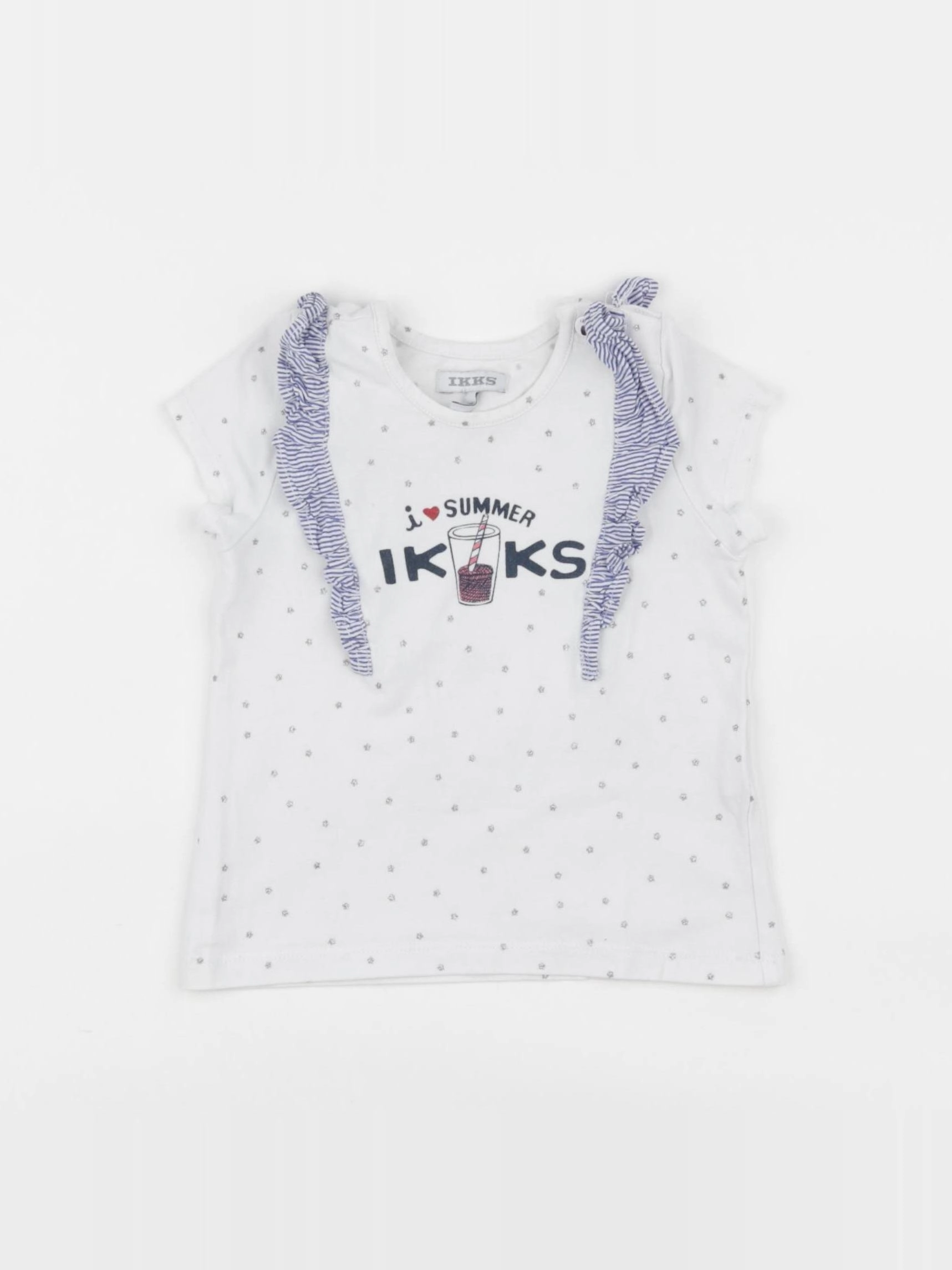 IKKS - tee-shirt blanc, bleu - 12 mois