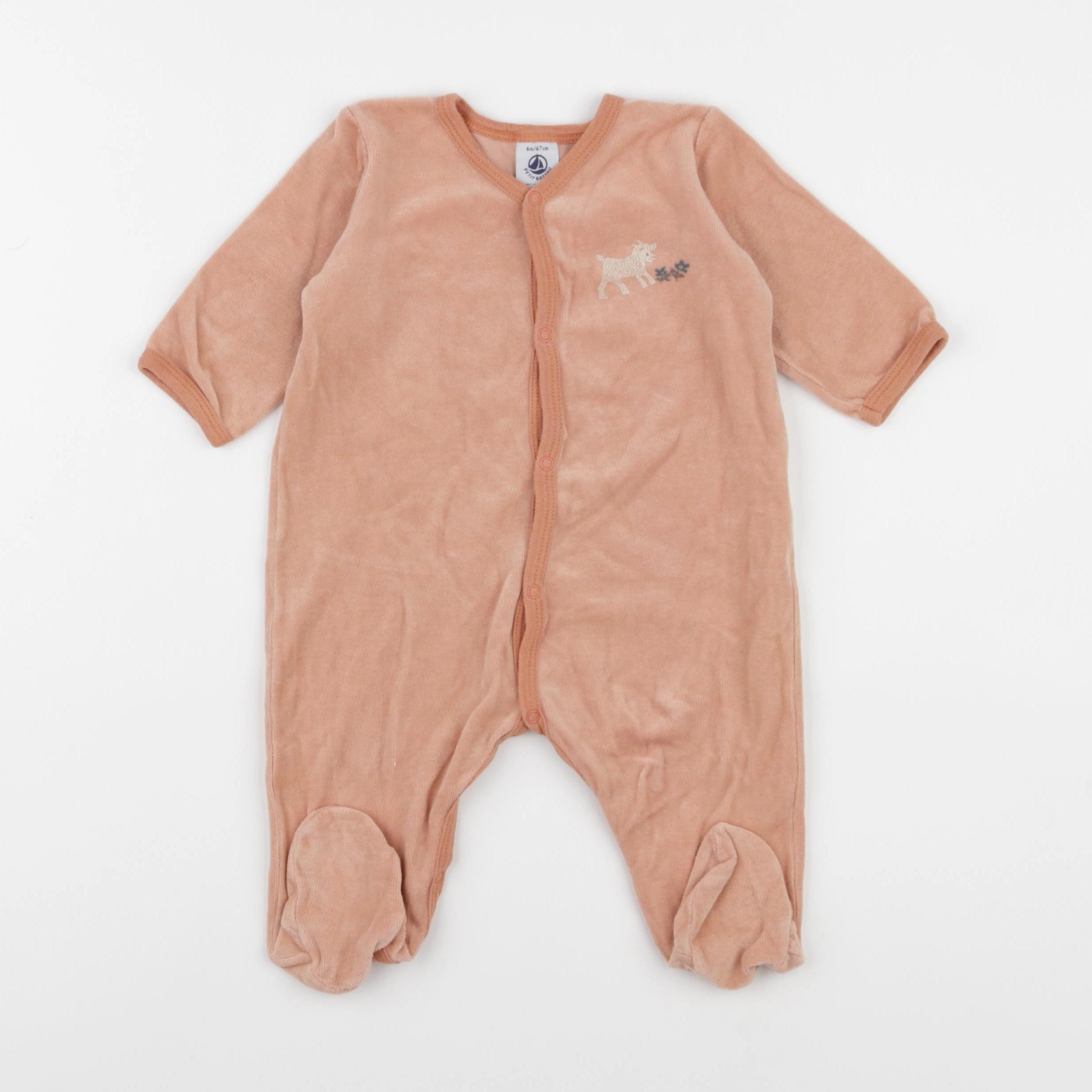 Petit Bateau - pyjama velours rose - 6 mois