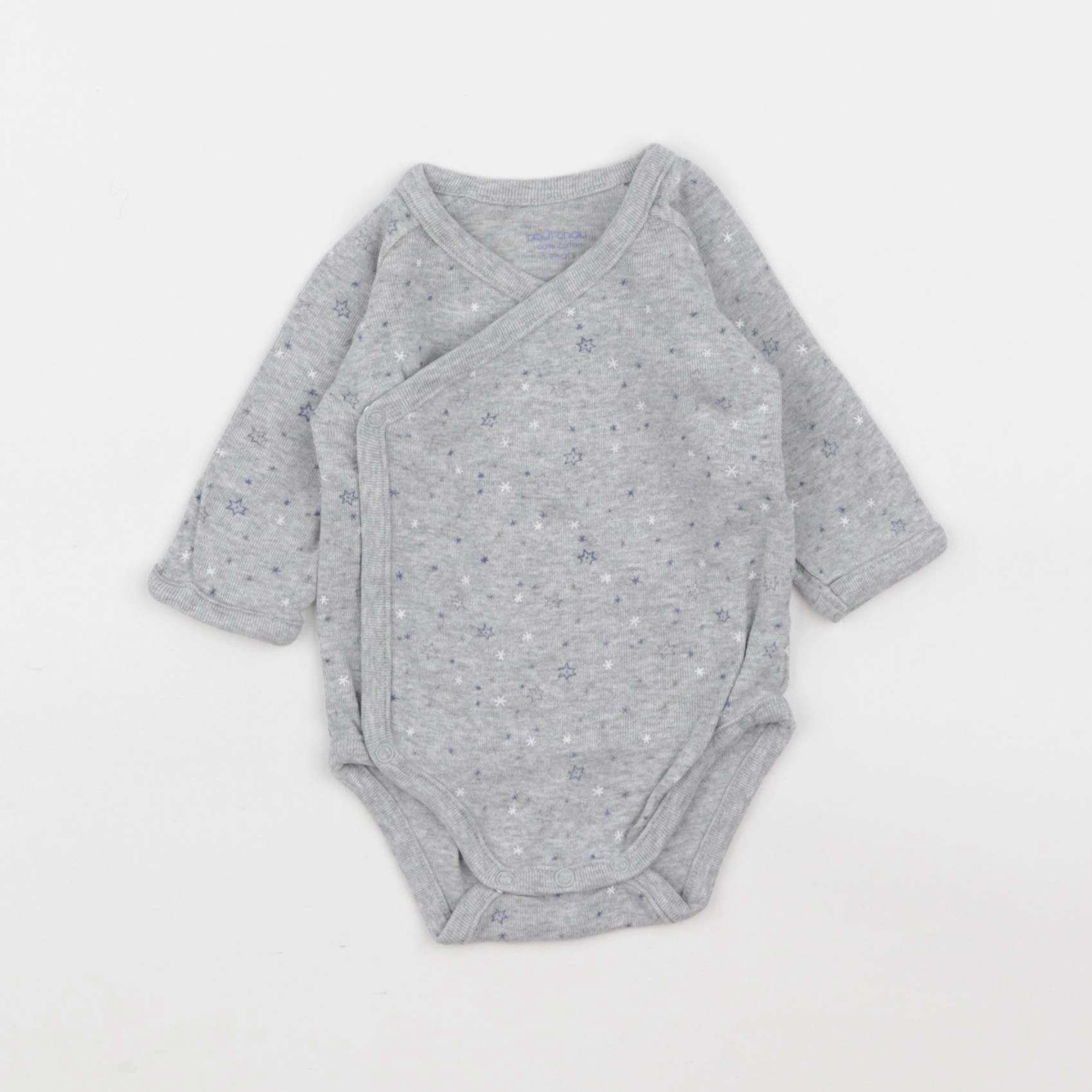 Boutchou - body gris, bleu - 1 mois