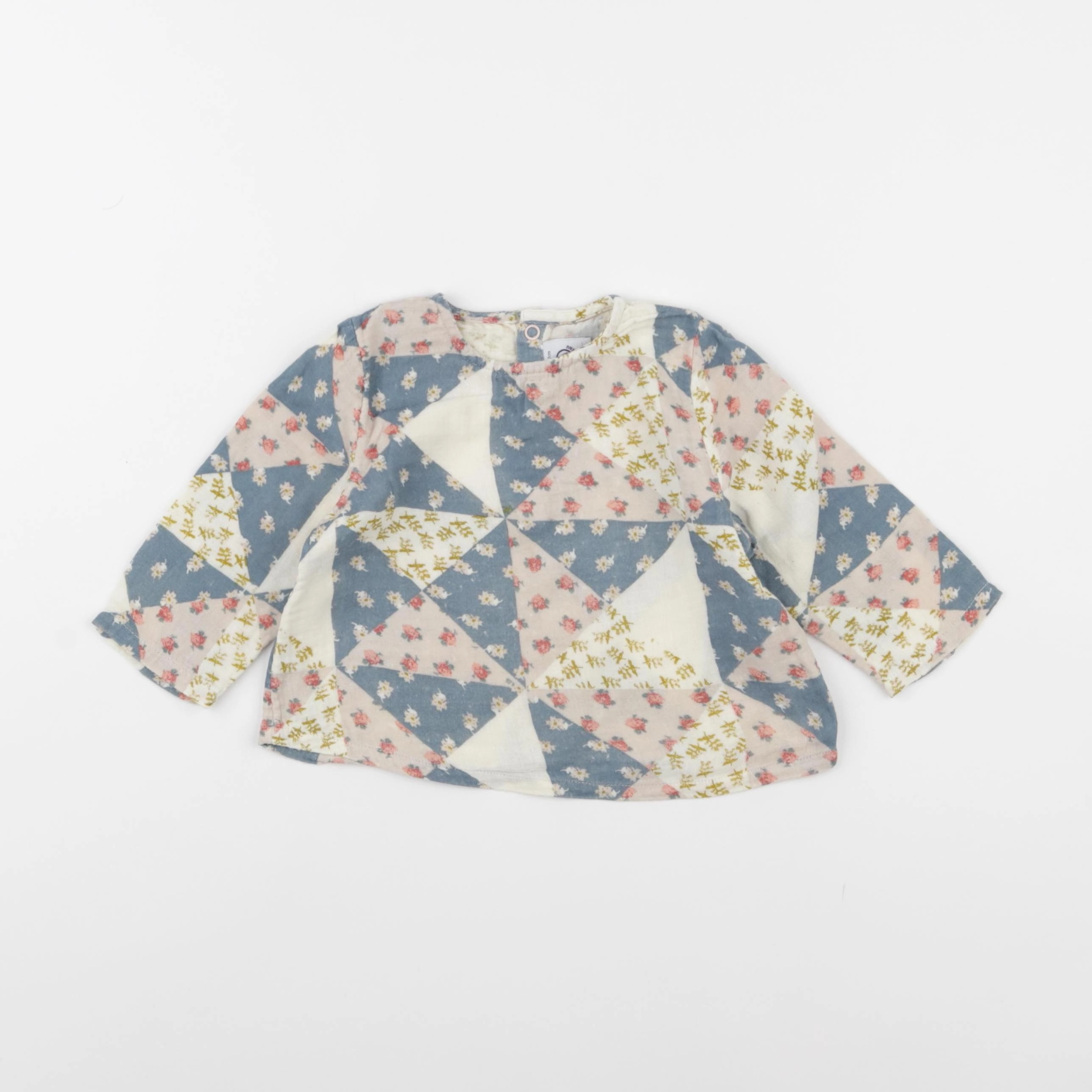 Petit Bateau - blouse bleu - 6 mois