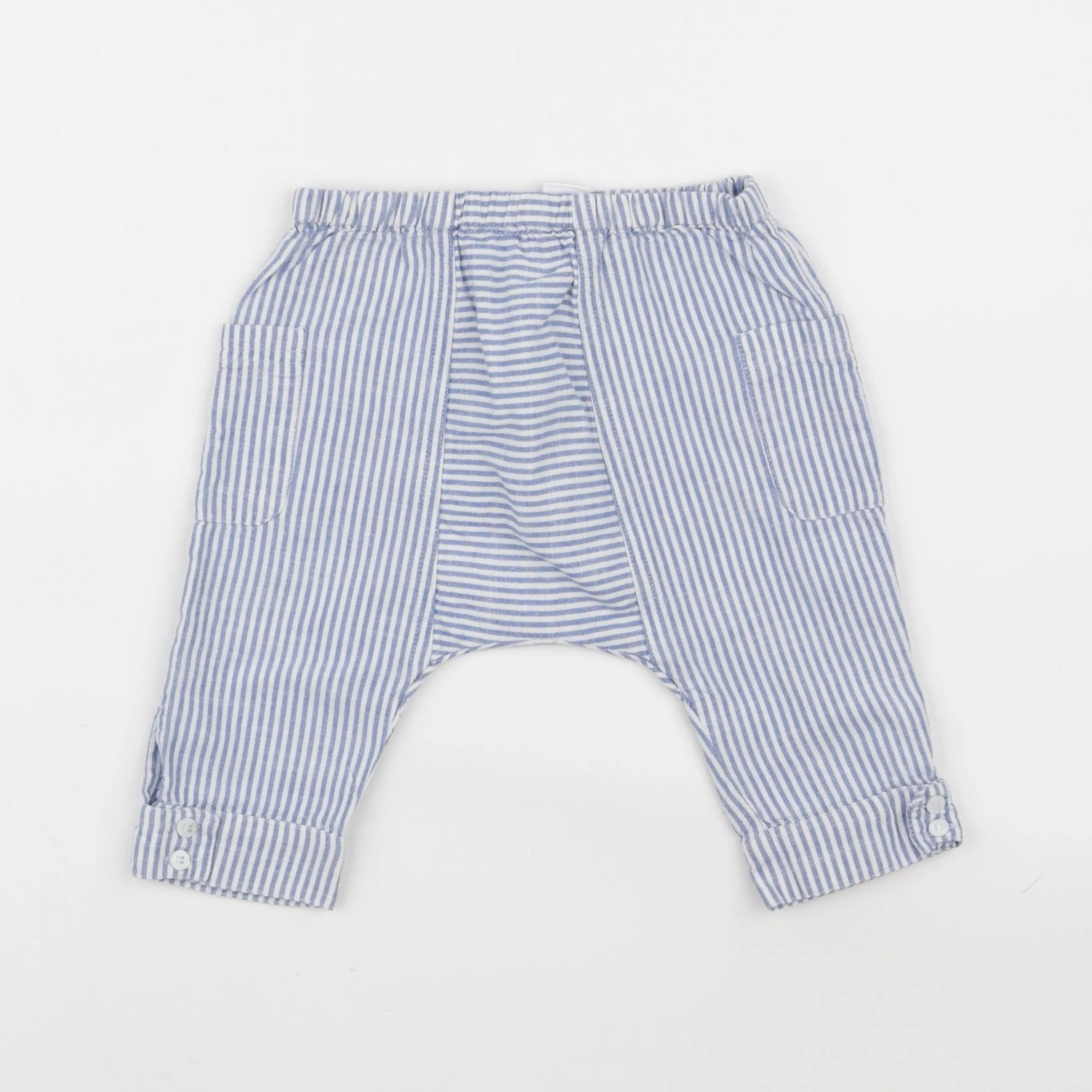 Zara - sarouel bleu, blanc - 3/6 mois