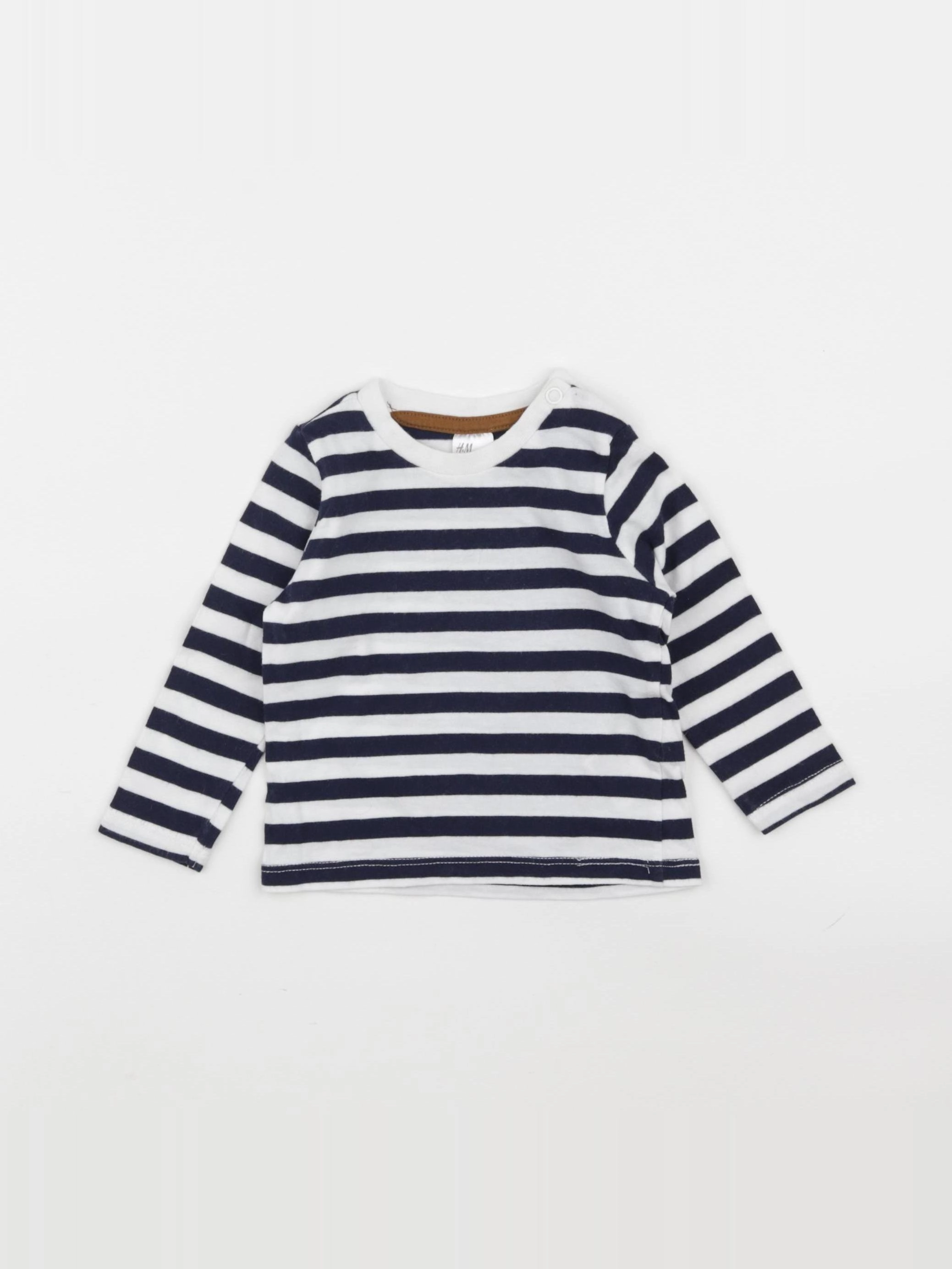 H&M - tee-shirt bleu, blanc - 3/6 mois