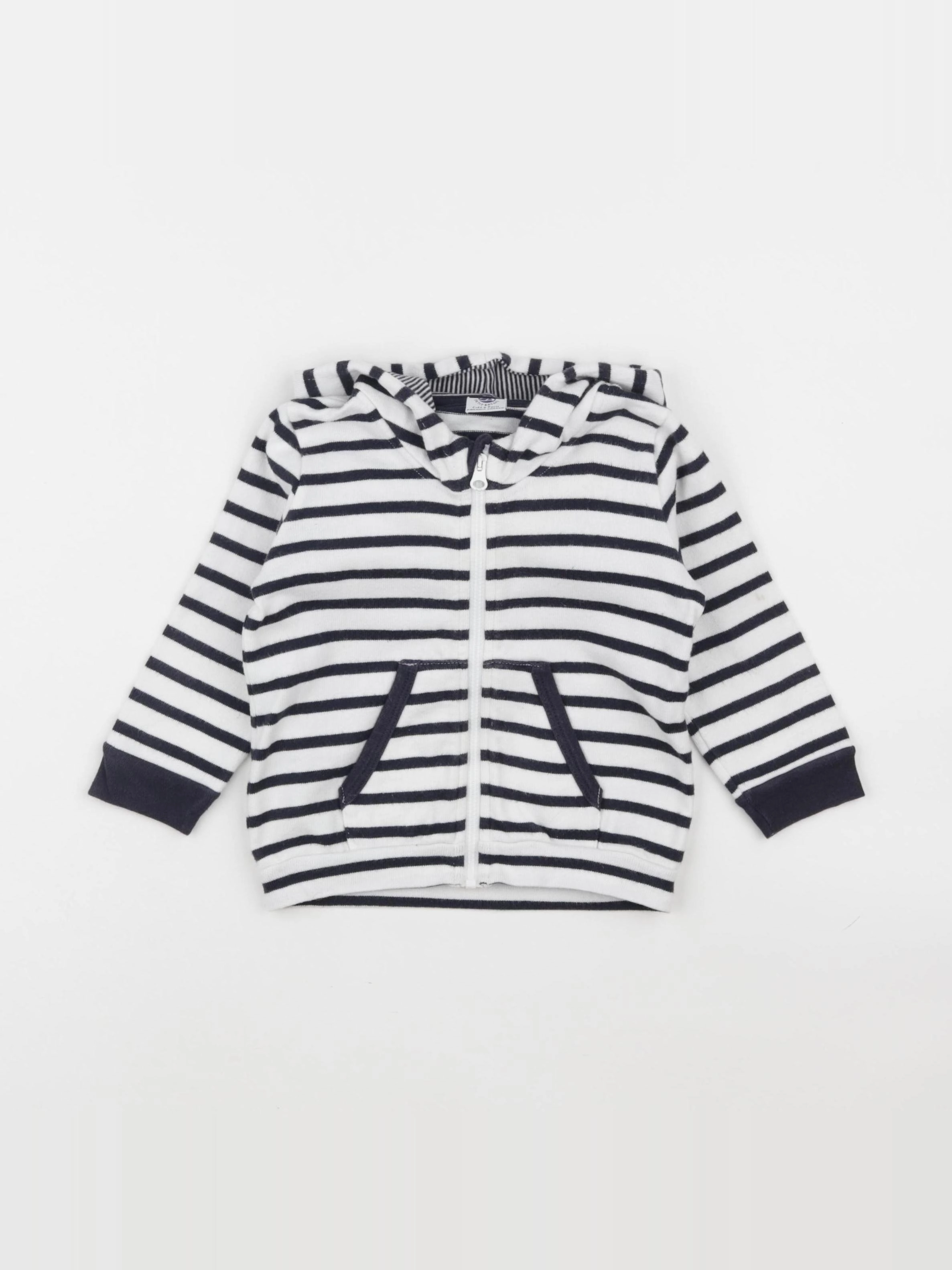 Petit Bateau - sweat blanc, bleu - 18 mois