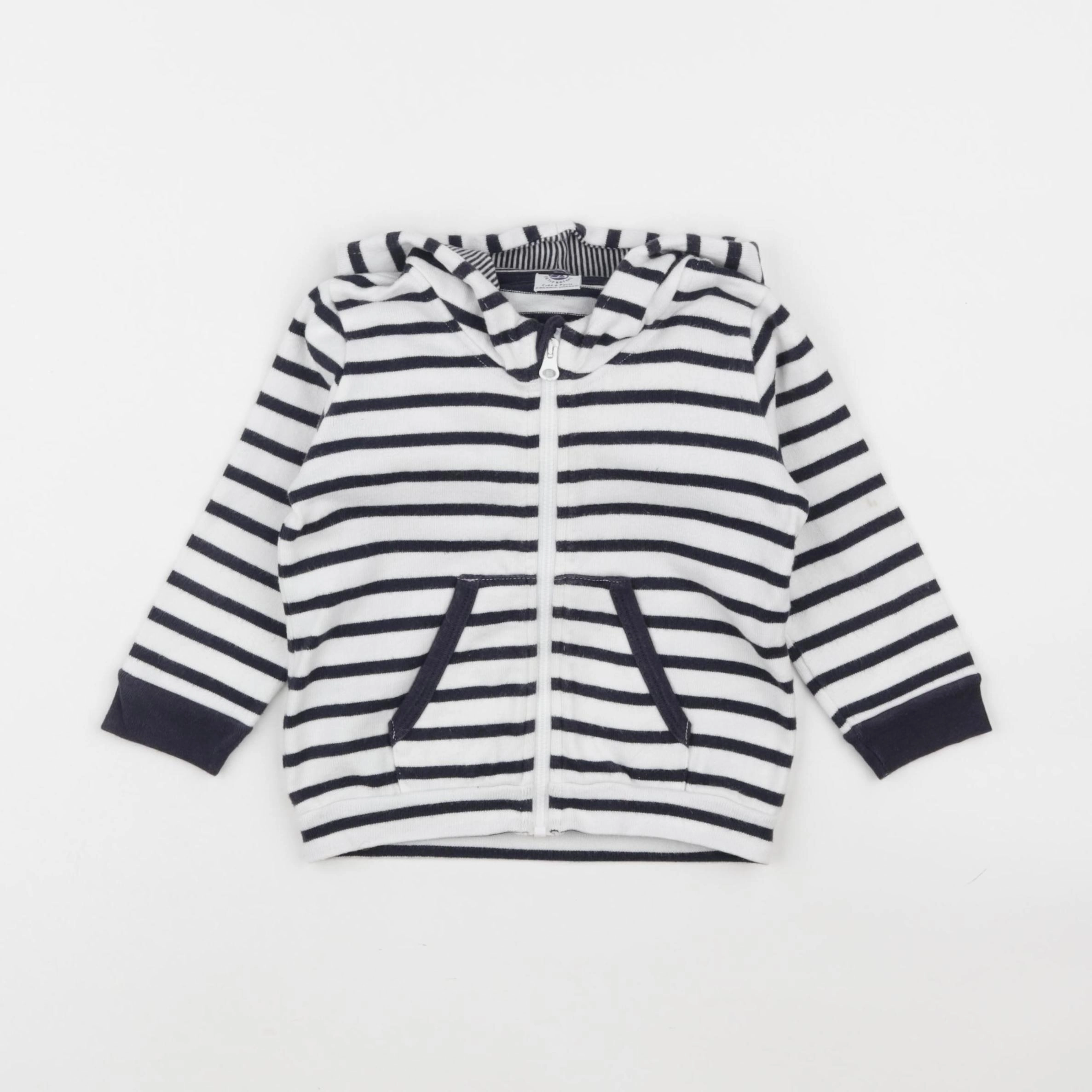 Petit Bateau - sweat blanc, bleu - 18 mois