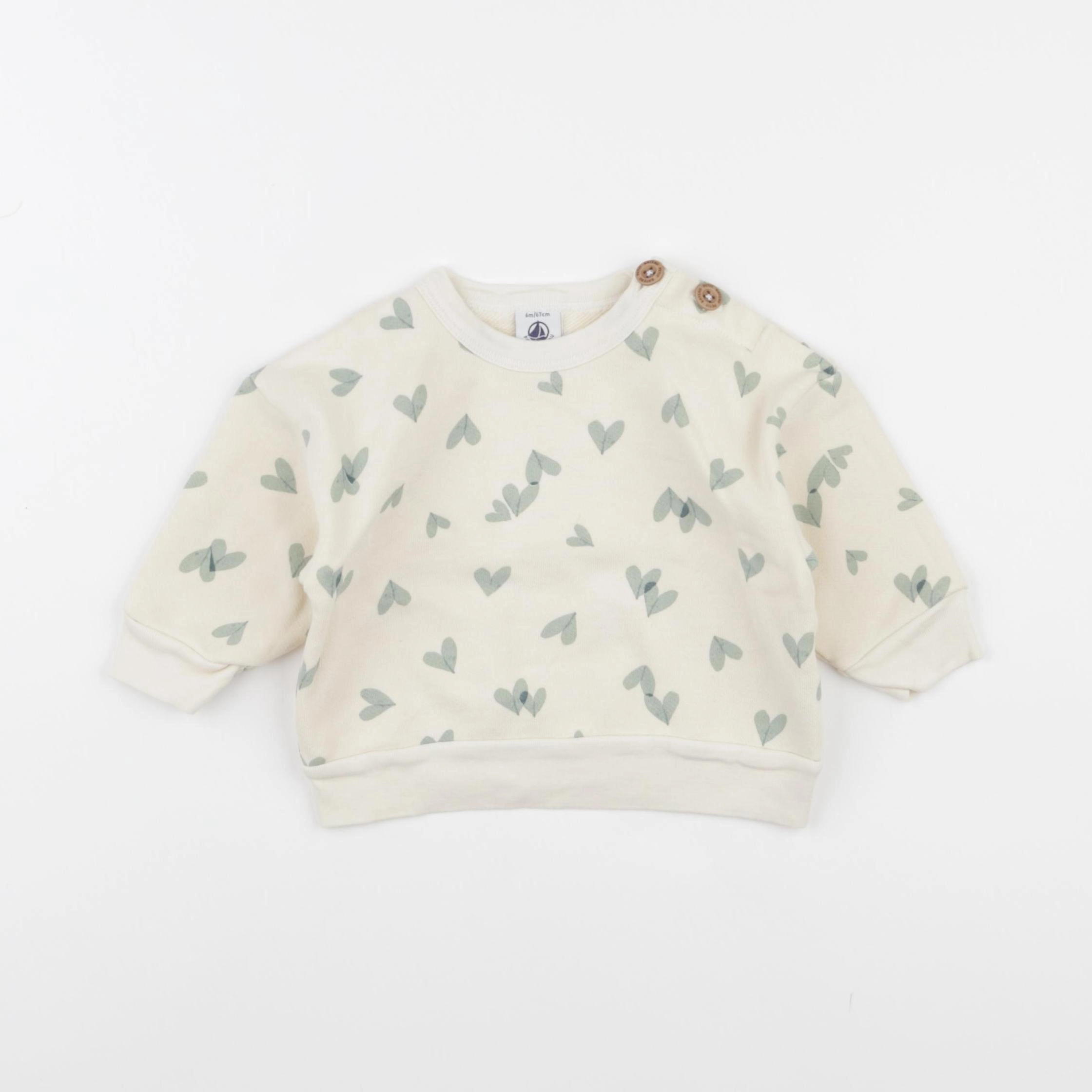 Petit Bateau - sweat beige - 6 mois