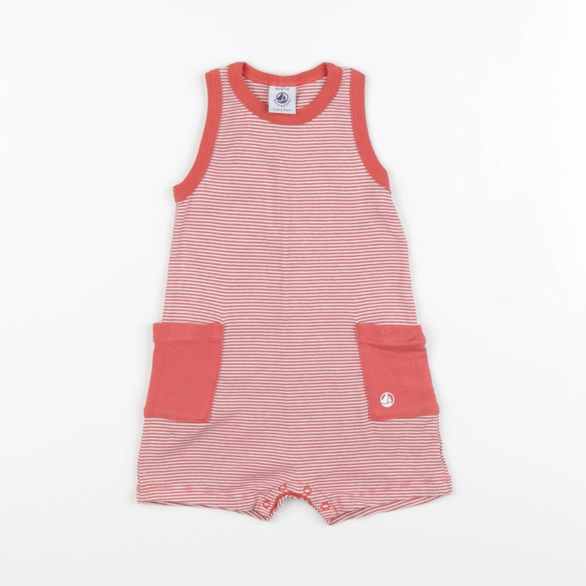 Petit Bateau - pyjama coton rouge - 6 mois