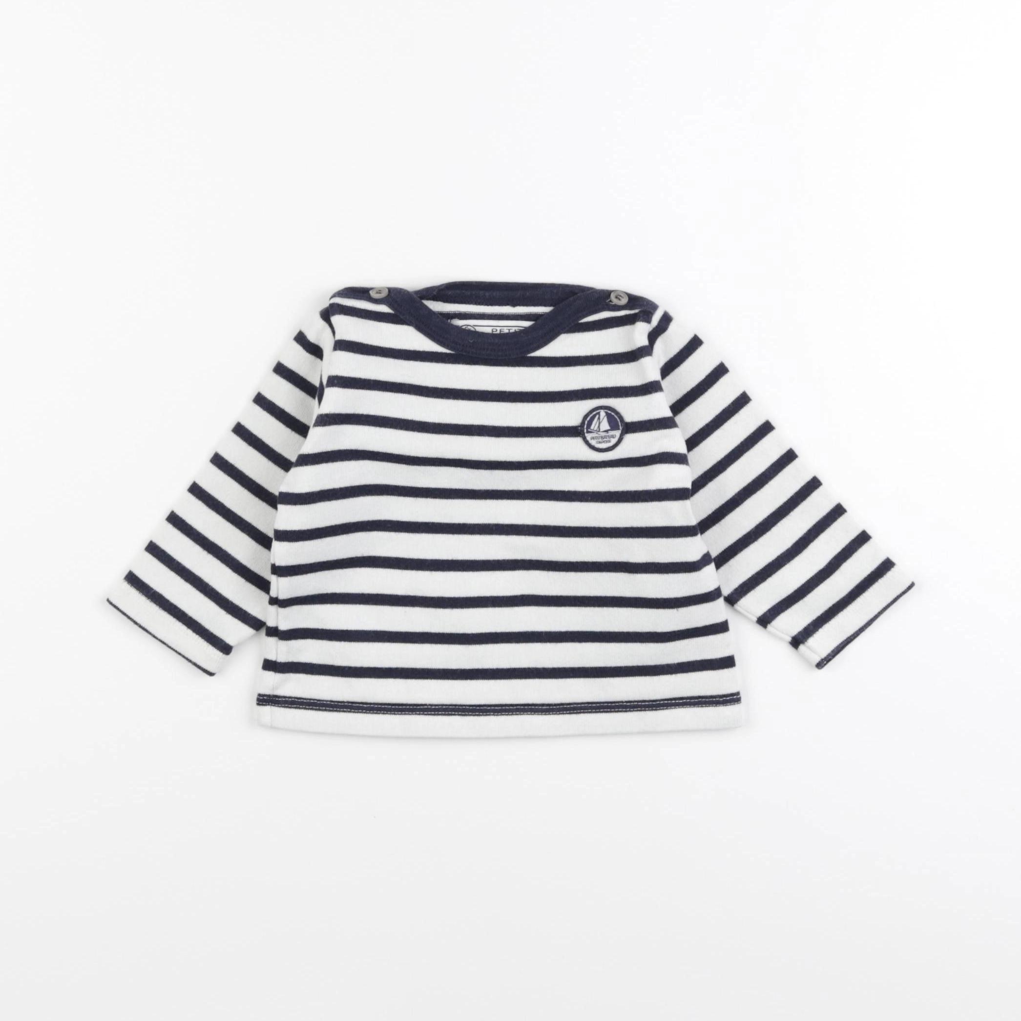 Petit Bateau - sweat blanc - 6 mois