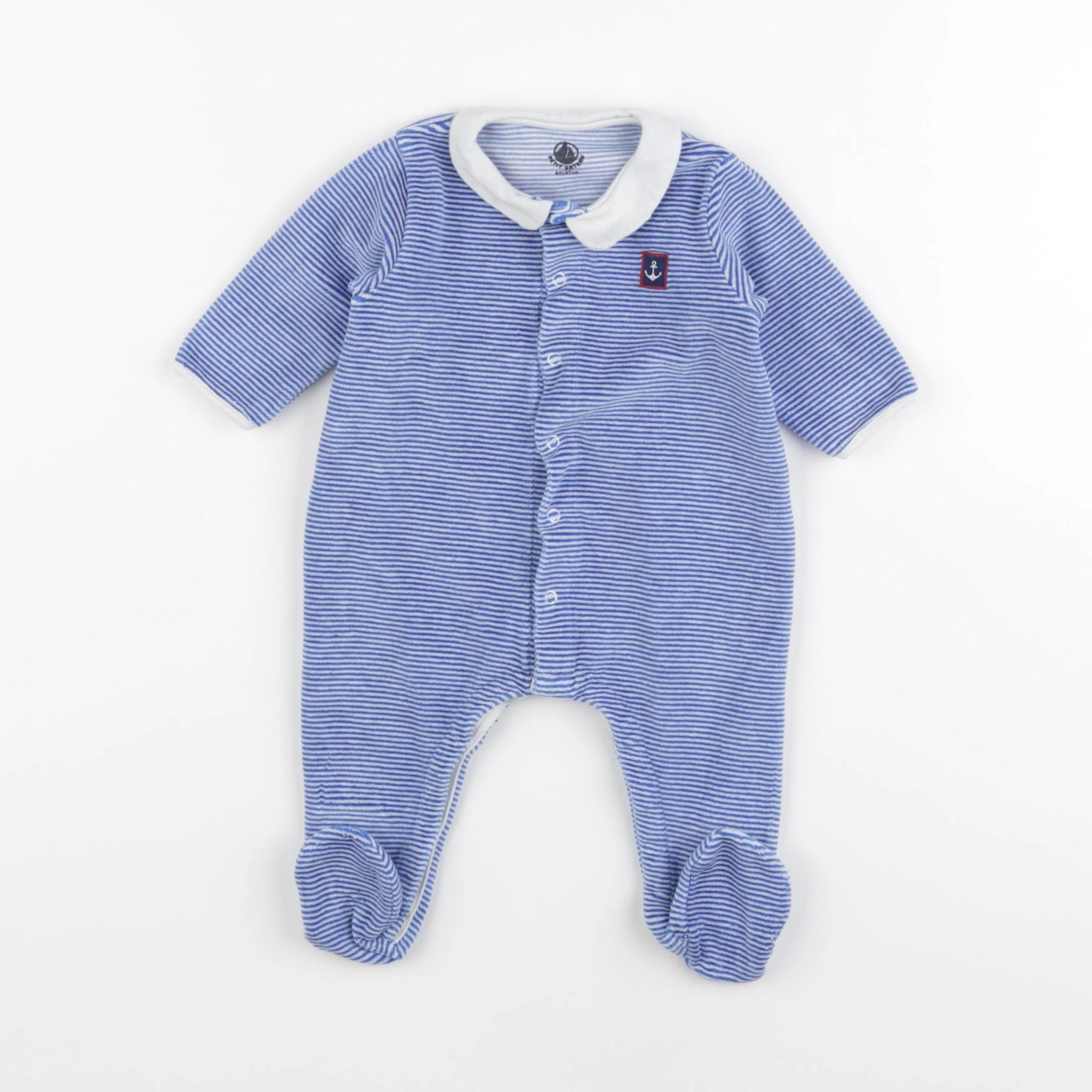 Petit Bateau - pyjama velours bleu - 6 mois
